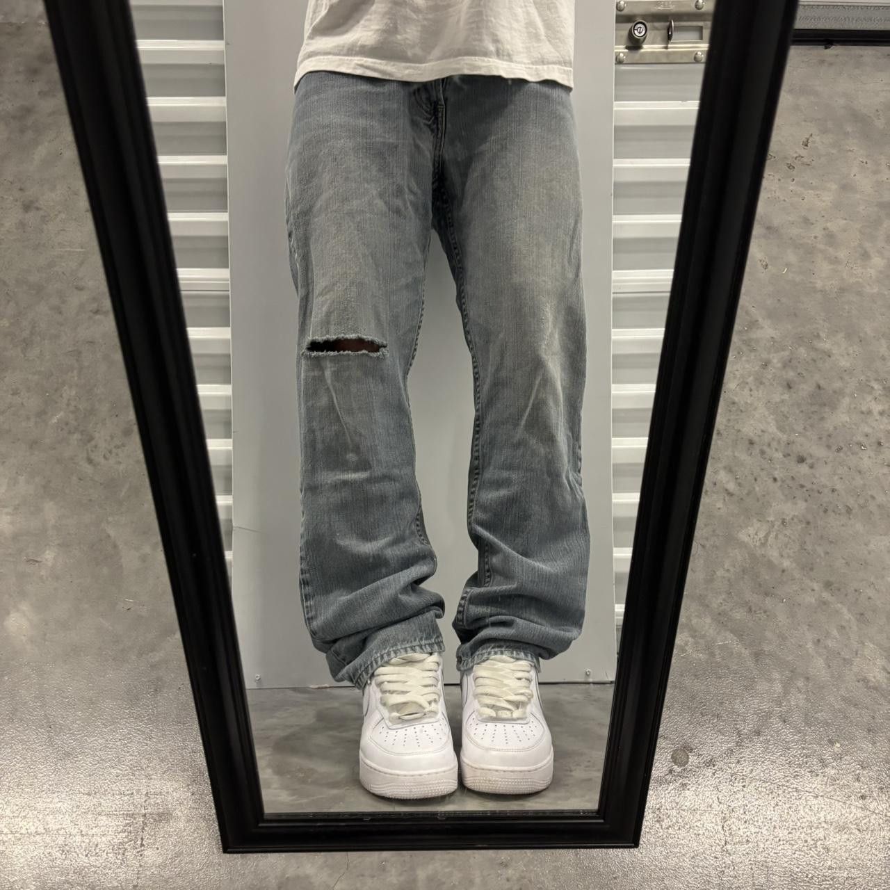 Japanese Brand × Vintage Crazy Vintage Y2K/2000s Grunge Distressed Dark Wash Denim Jeans! Size US 31 - 1 Thumbnail