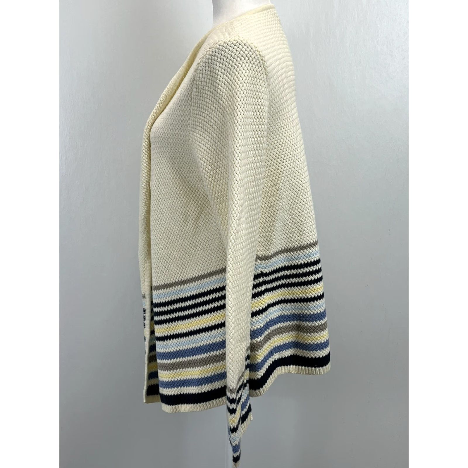J. Jill J. Jill Ivory Open Front Waterfall Knit Cardigan Sweater Sz M VGUC Size M / US 6-8 / IT 42-44 - 2 Thumbnail