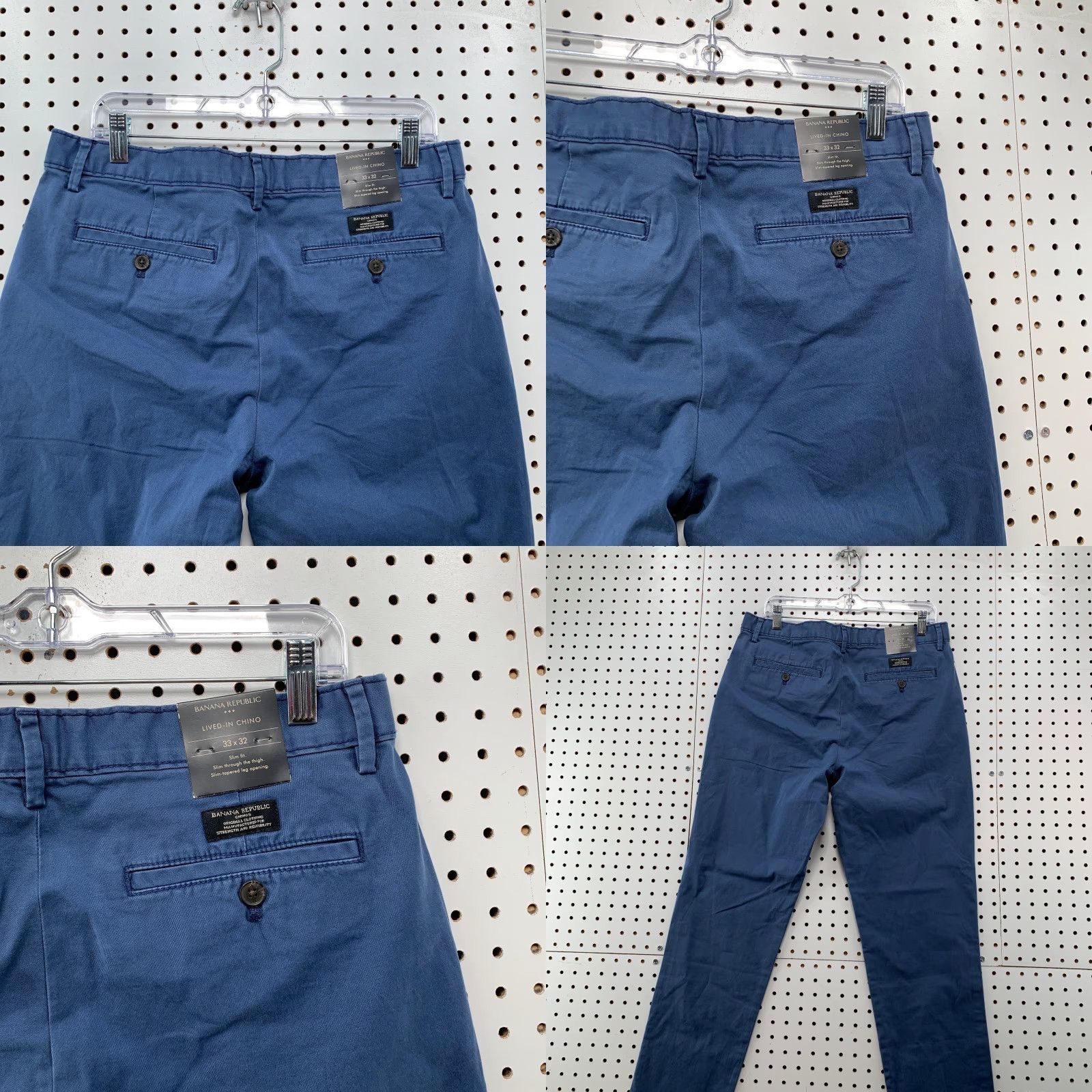 Banana Republic VINTAGE Banana Republic Chino Pants Mens 33x32 Blue Slim Fit Cotton Work School Size US 33 - 8 Thumbnail
