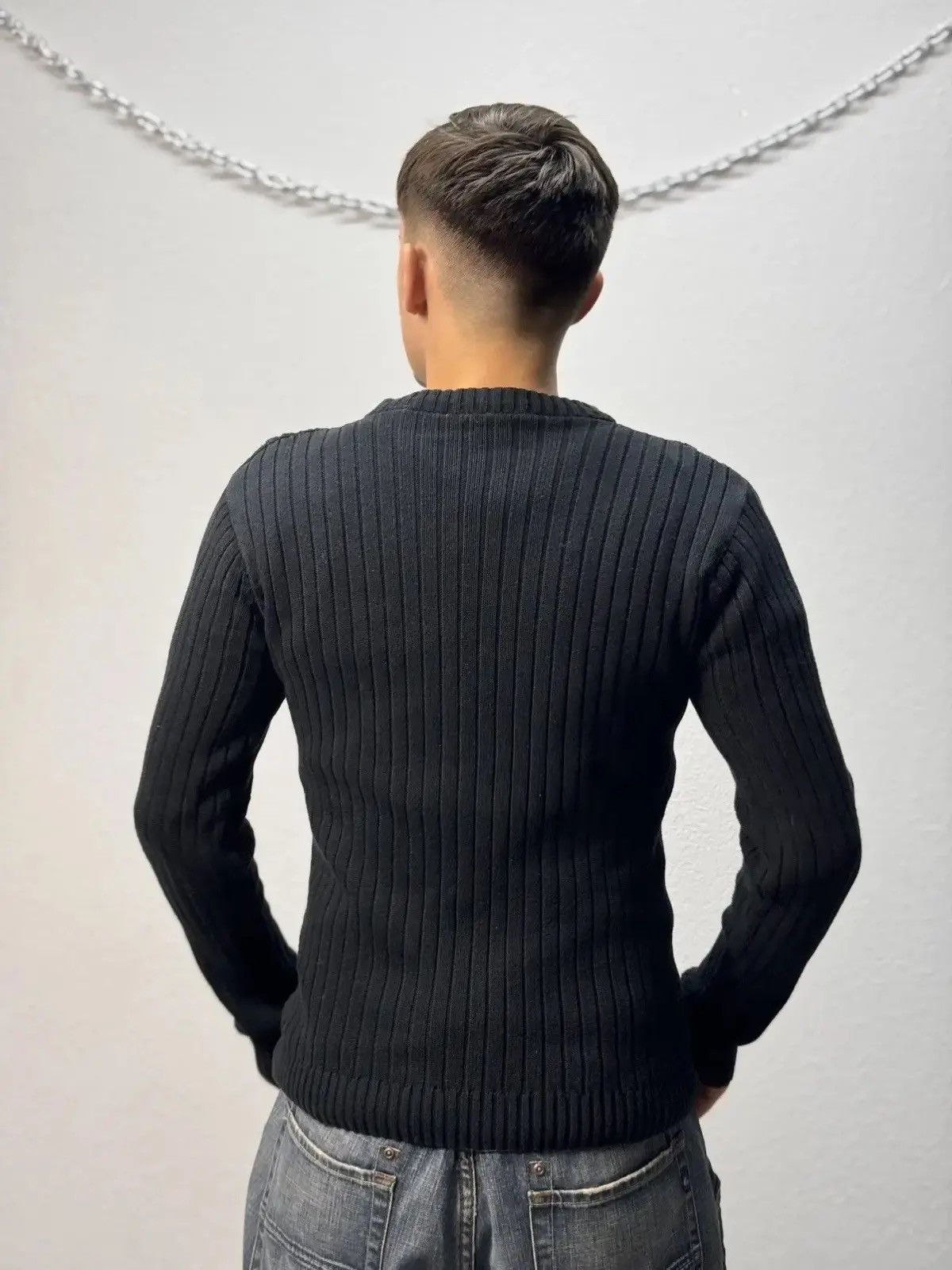 Japanese Brand × Vintage Vintage Y2K Distressed Striped Sweater Faded knit Y2K Effect Size US M / EU 48-50 / 2 - 4 Thumbnail