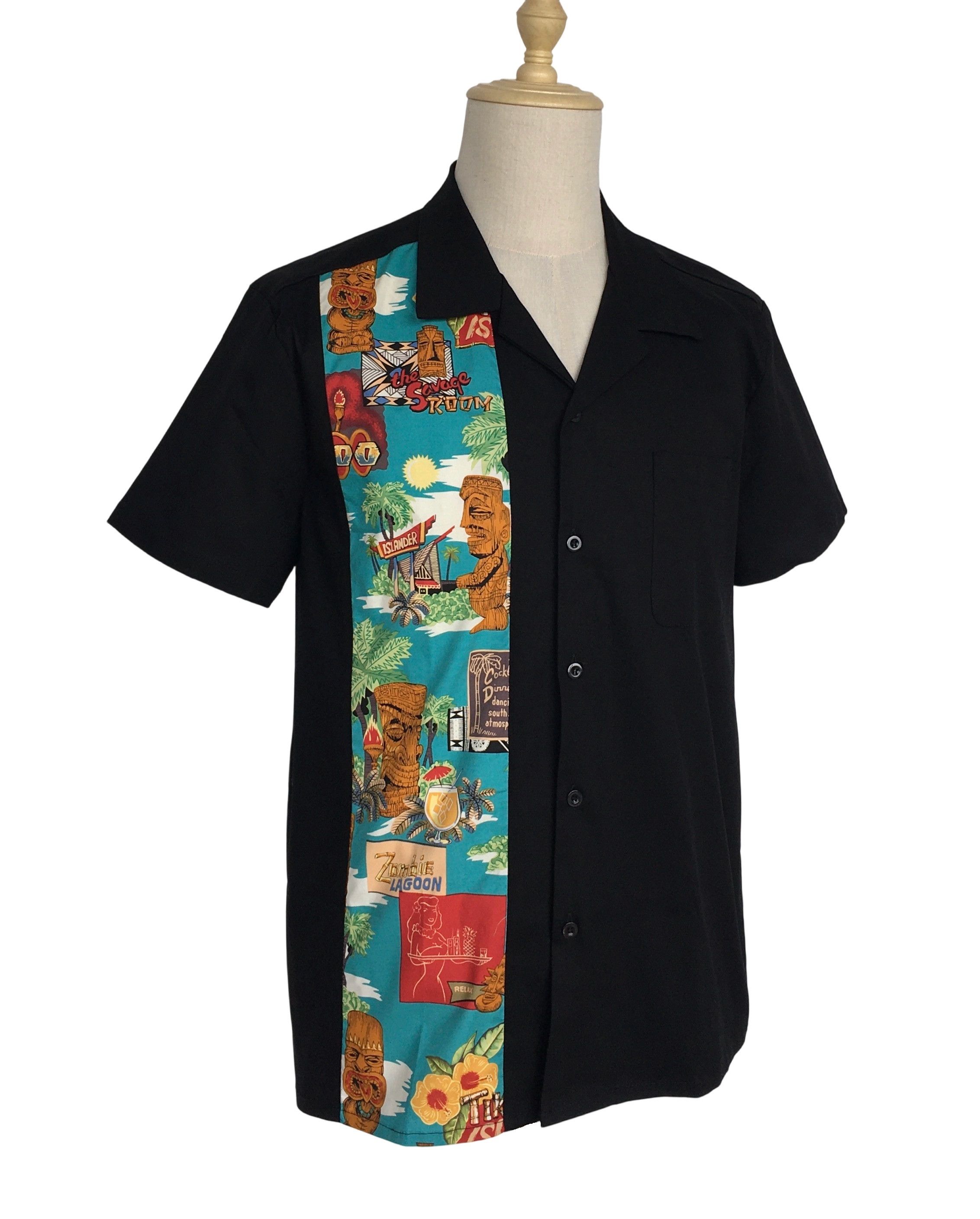 Other Black Contrast Floral Easter Hawaiian Bowling Shirts Size US L / EU 52-54 / 3 - 2 Thumbnail