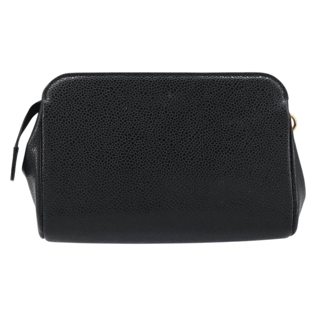 Chanel Chanel Pouch Caviar Skin Black Gold CC Size ONE SIZE - 2 Thumbnail
