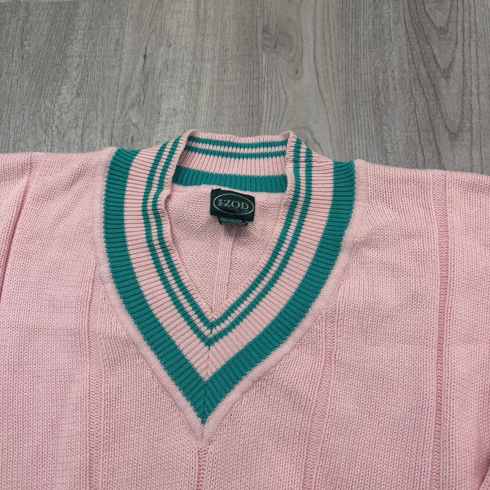 Izod Vintage Izod Sweater Men's Extra Large XL Pink Teal Striped Size US XL / EU 56 / 4 - 3 Thumbnail