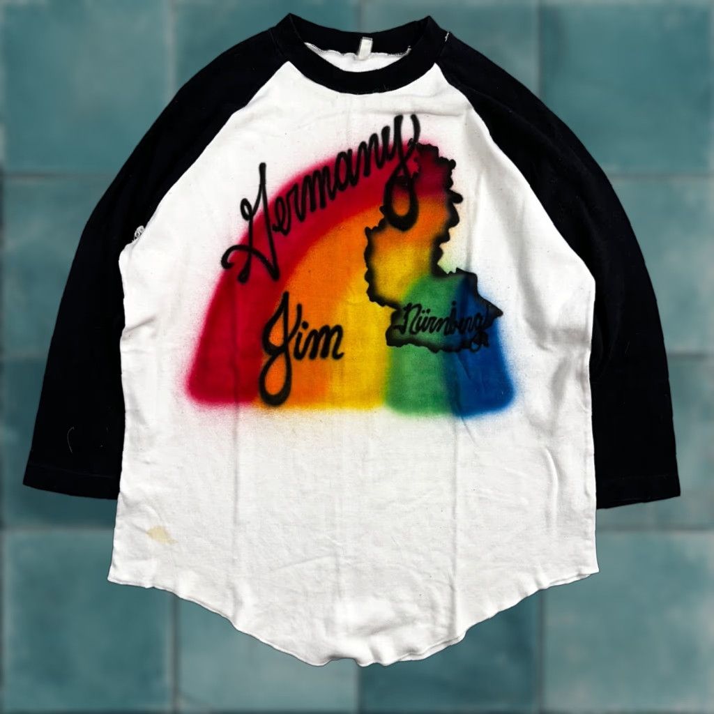 Rainbow VINTAGE Germany Raglan 80s Rainbow VTG T Shirt Cool Graphic Jim Memory Travel Europe XL Mens Size US XL / EU 56 / 4 - 1 Thumbnail