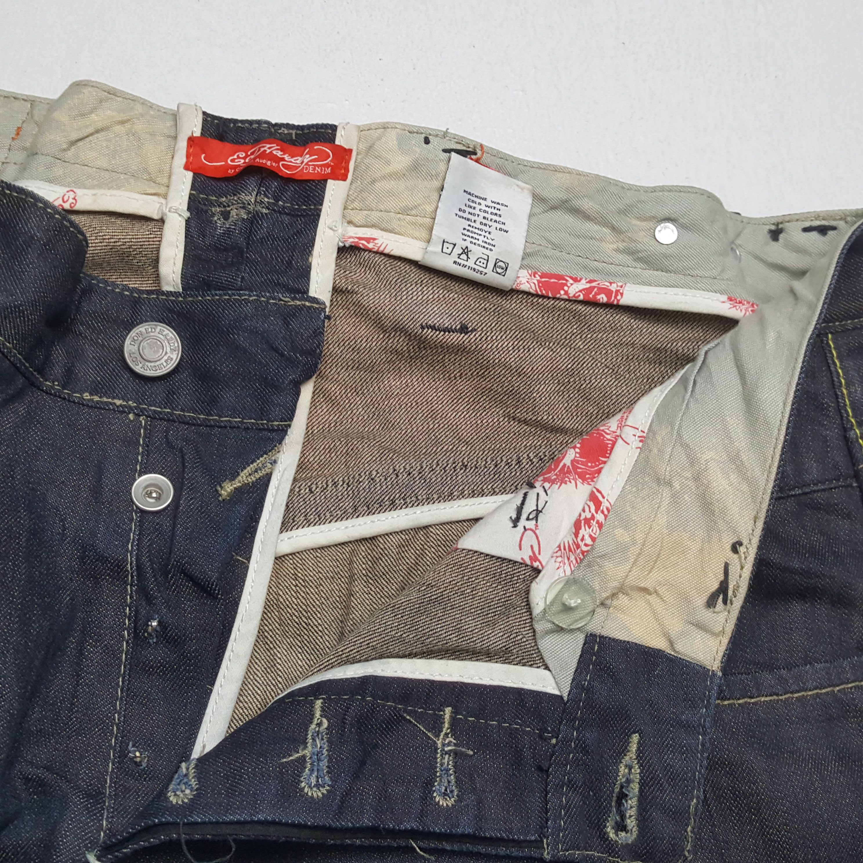 Christian Audigier × Ed Hardy × Vintage ED HARDY Fashion Designer Brand Snake Design Jeans Size US 38 / EU 54 - 12 Thumbnail