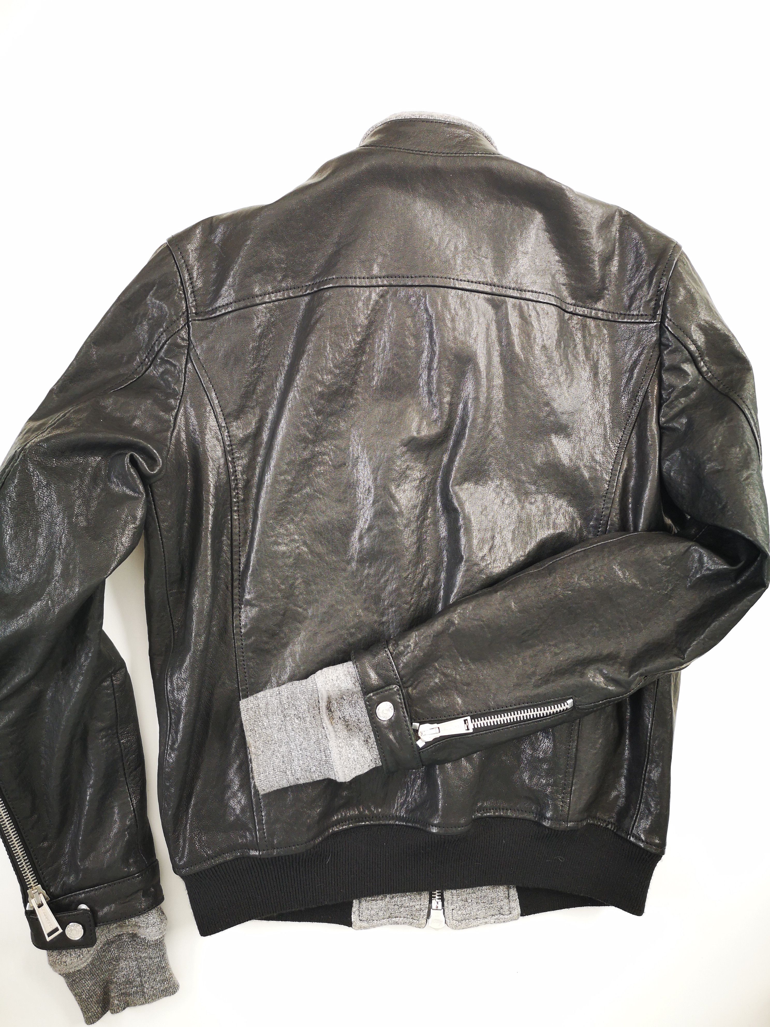Dsquared2 DSQUARED2 BLACK BIKER LEATHER JACKET GREY SLEEVES SZ. M Size US M / EU 48-50 / 2 - 3 Thumbnail