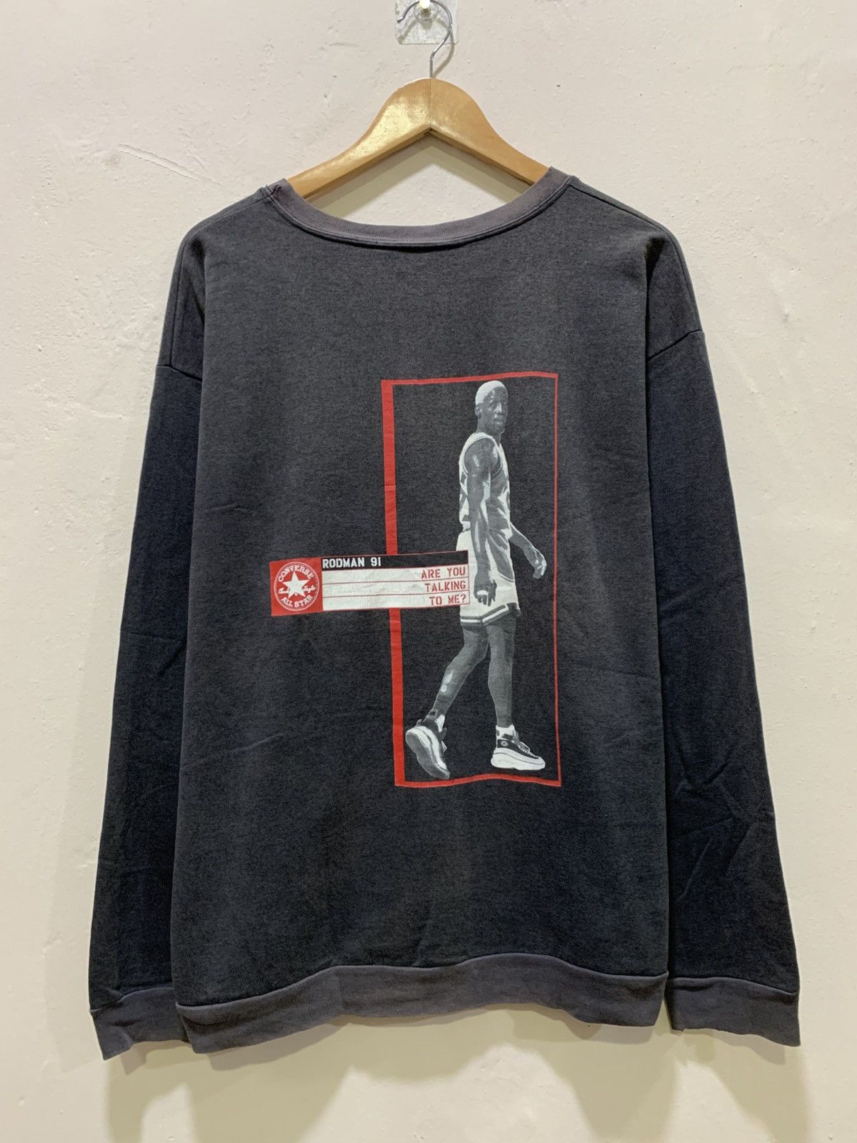 Vintage Vtg 90’s Dennis Rodman Converse Promo Crewneck Black Faded-L Size US L / EU 52-54 / 3 - 1 Thumbnail