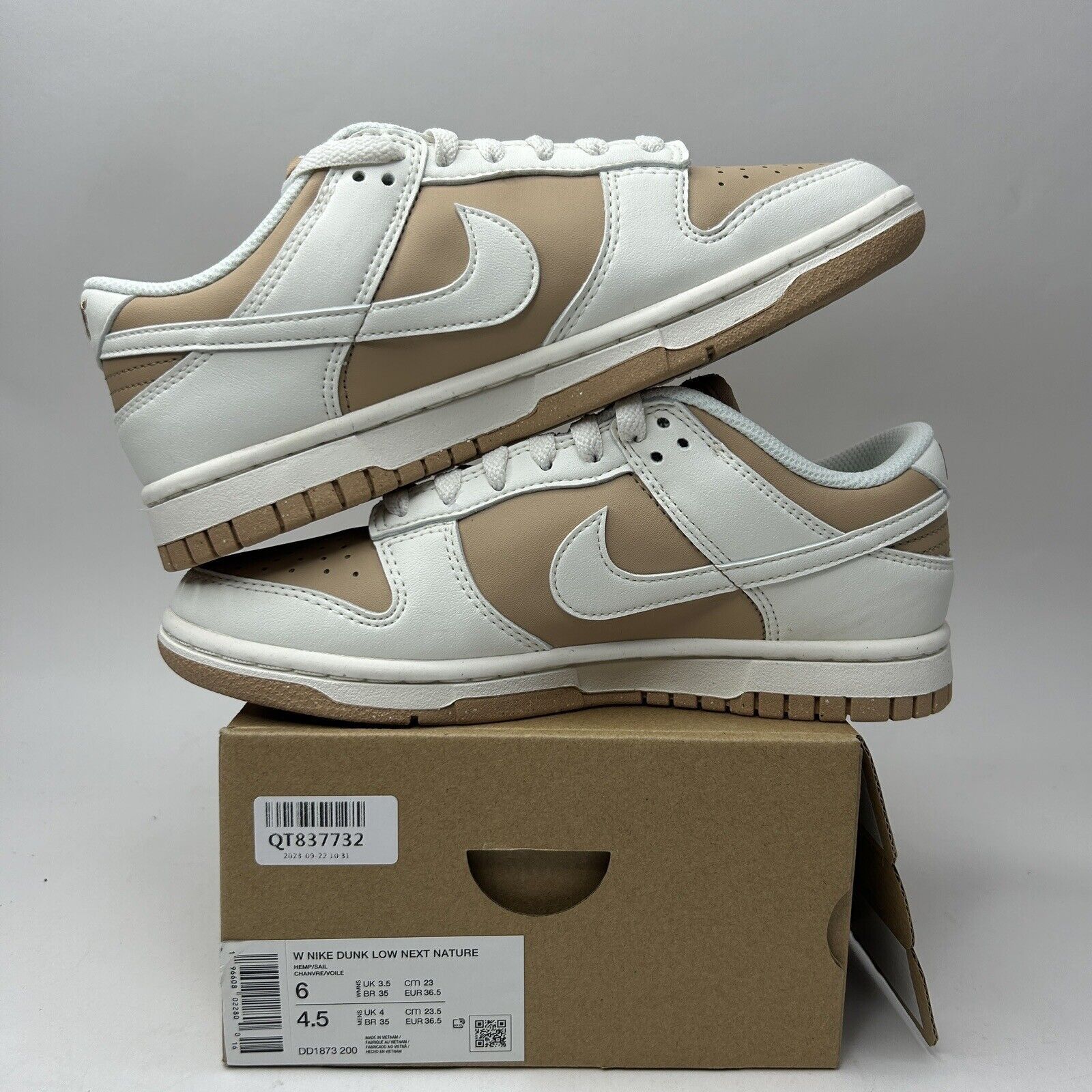 Nike Nike Dunk Low WMNS Next Nature “Beige Sail White/Hemp” 2023 Size US 6 / IT 36 - 3 Thumbnail
