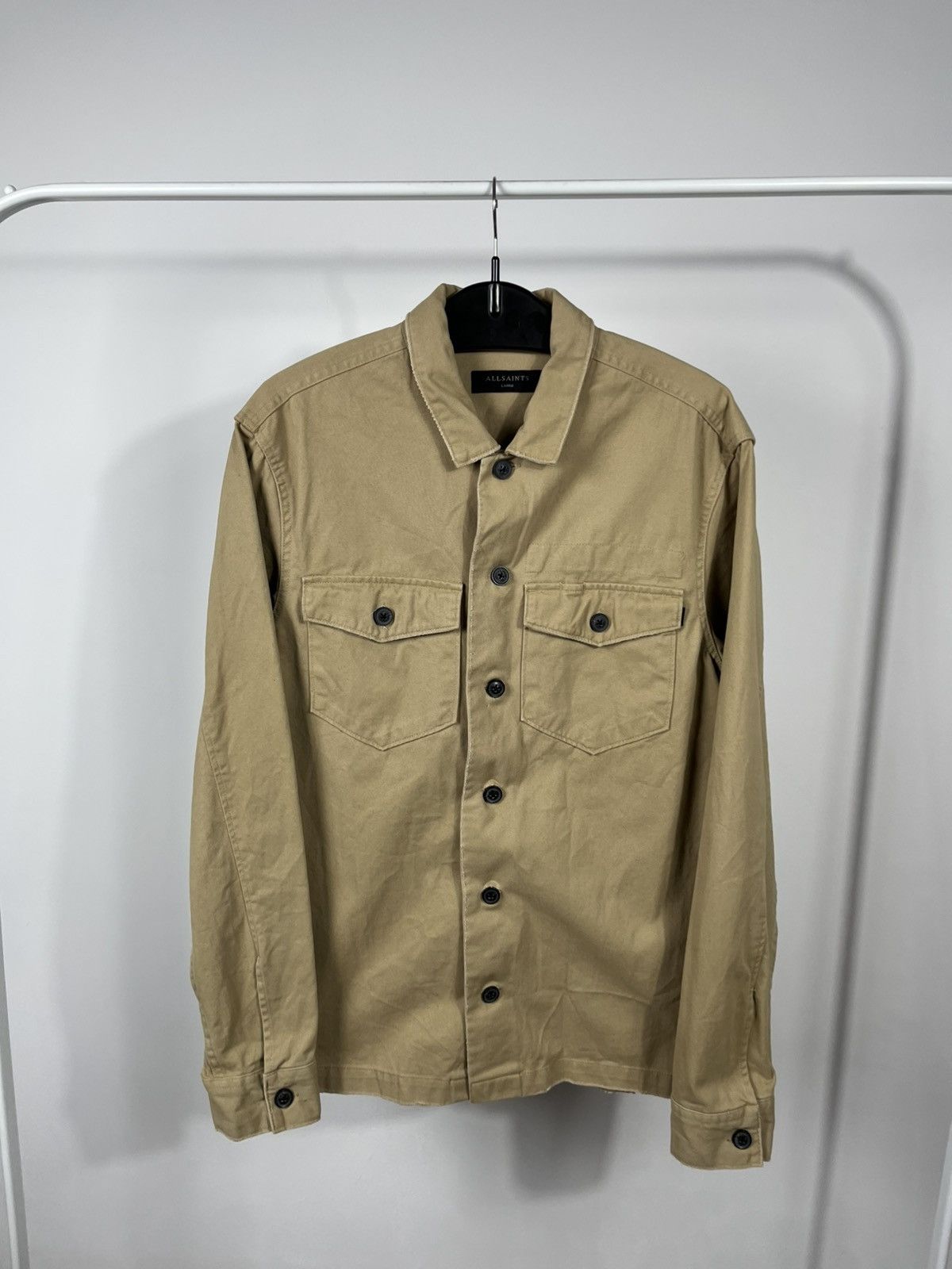 Allsaints AllSaints Khaki Cotton Button Up Overshirt Jacket L Size US L / EU 52-54 / 3 - 2 Thumbnail