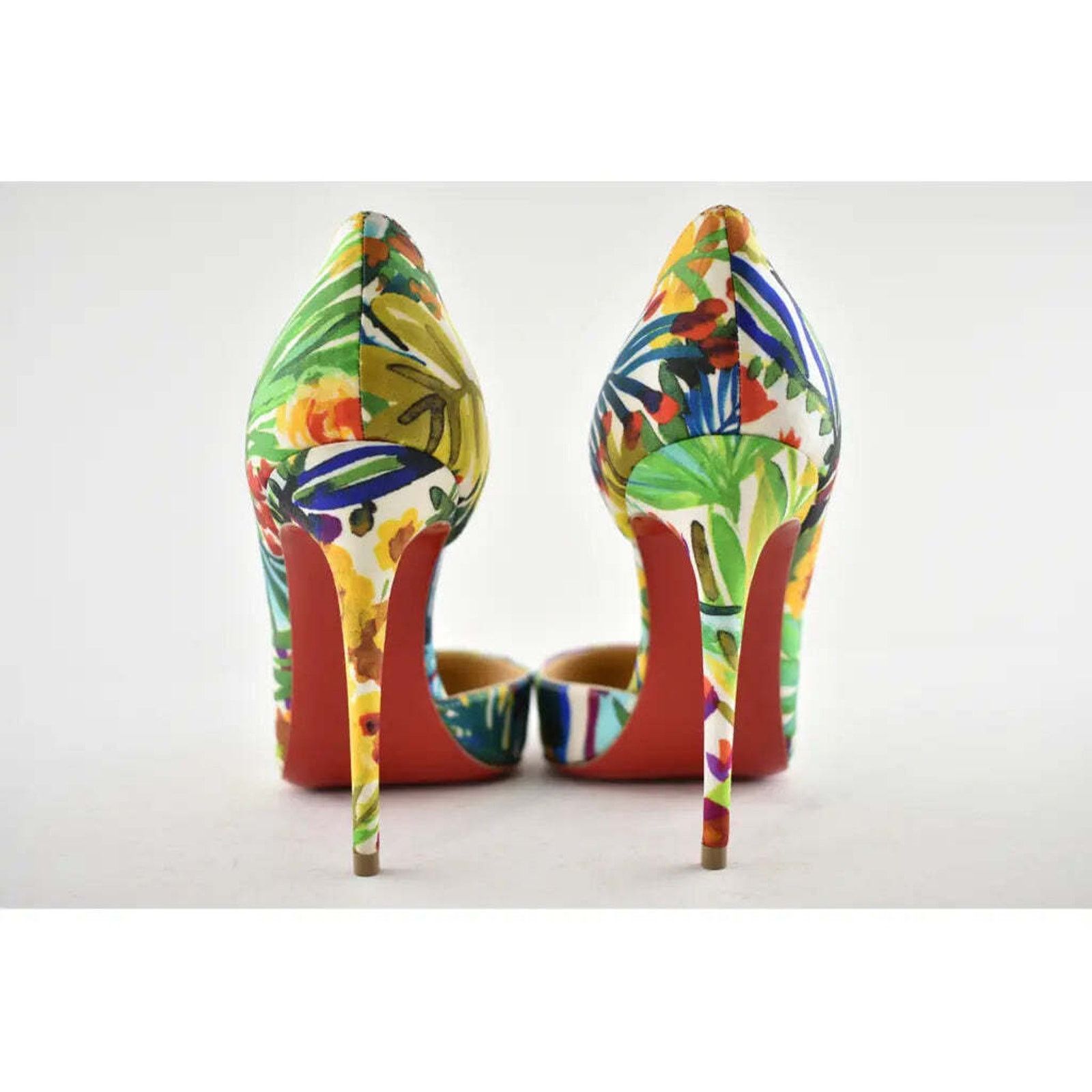 Christian Louboutin Christian Louboutin Iriza 100 Crepe Satin Fleuri Floral Size US 5 / IT 35 - 11 Thumbnail
