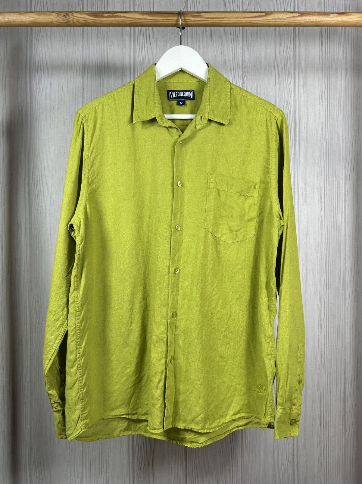 Vilebrequin Vilebrequin Caroubis Linen Shirt Green Long Sleeve Turtle Size US M / EU 48-50 / 2 - 1 Thumbnail