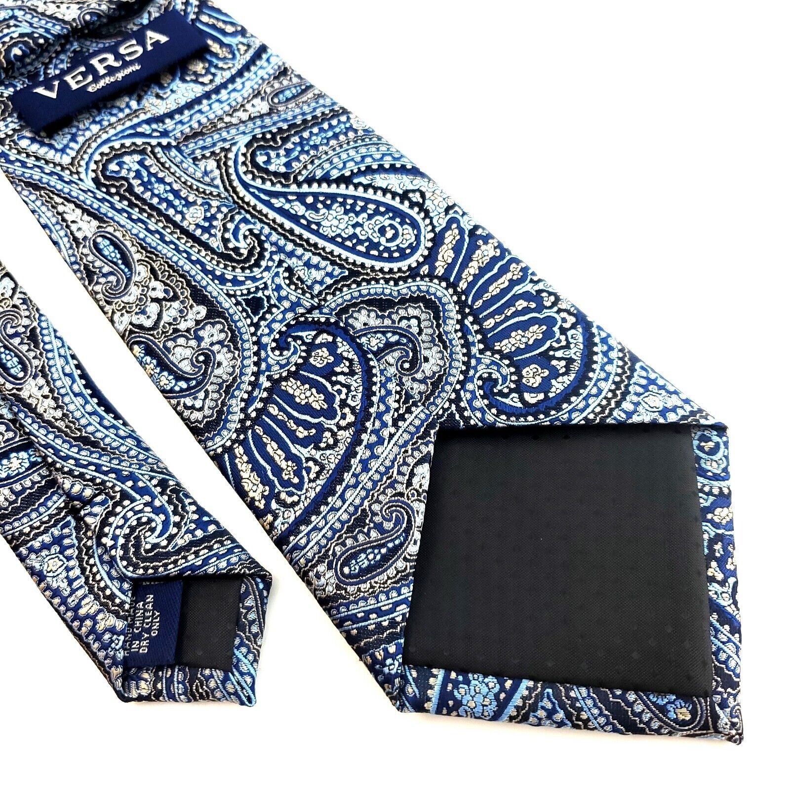 Designer Versa Collezioni Blue Gray Woven Paisley Silk Tie Size ONE SIZE - 5 Thumbnail
