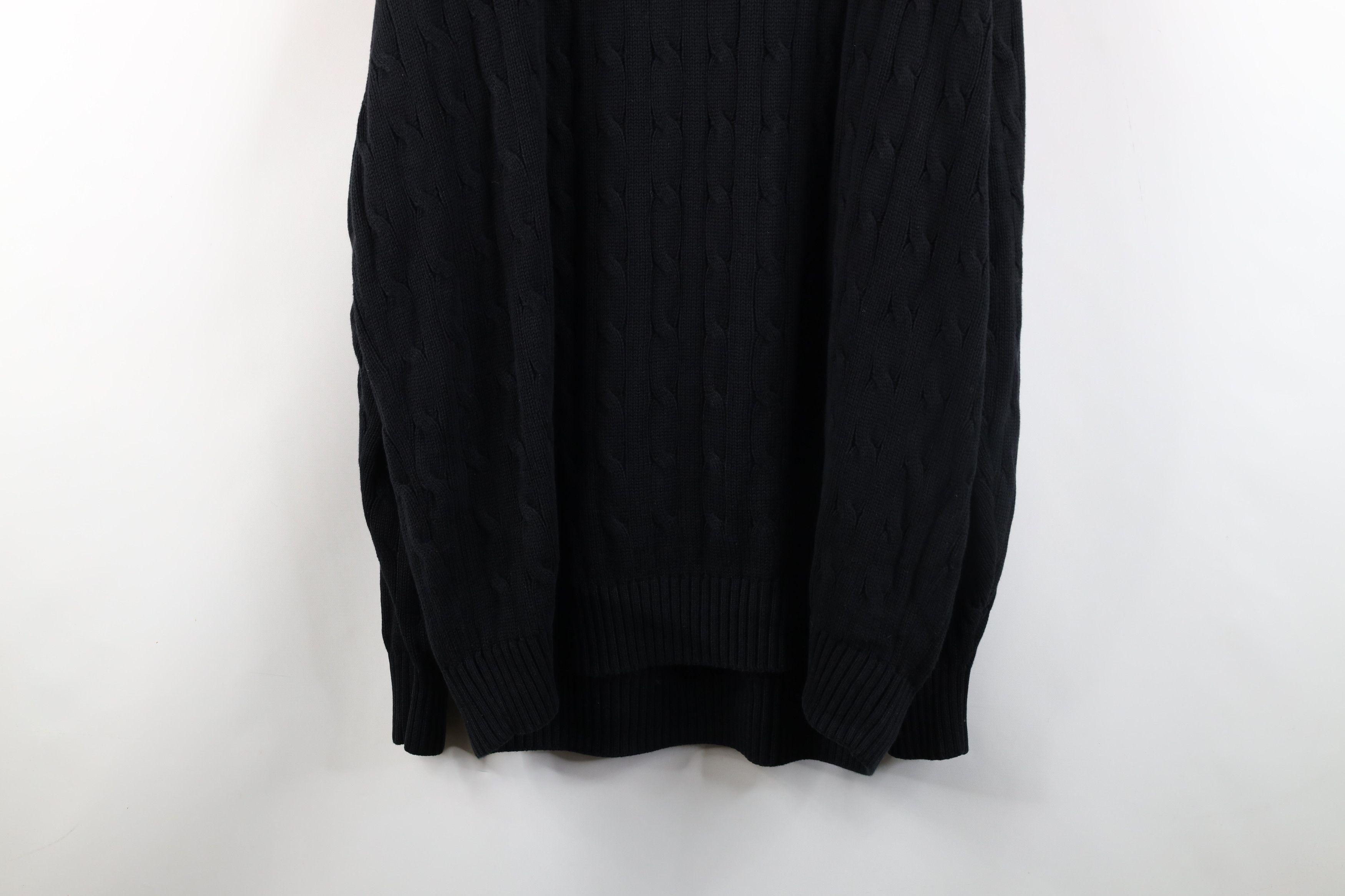 Vintage Vintage 90s Y2K Streetwear Cotton Cable Knit Sweater Black Size XXL / US 16-18 / IT 52-54 - 10 Thumbnail