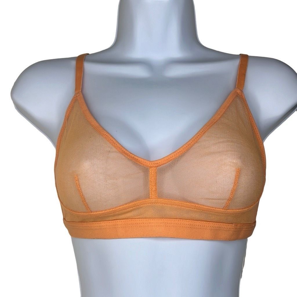 Skin Womens XS Ophelia Tulle Demi Bra Spritz Orange Adjustab