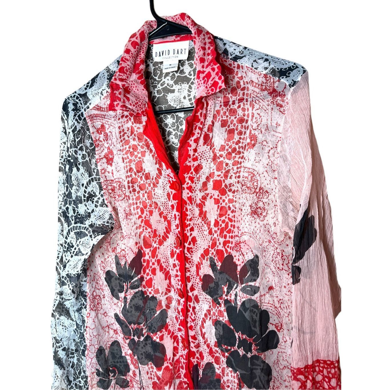 Other David Dart Women's 100% Silk Button Up Blouse/Shirt Size M Size M / US 6-8 / IT 42-44 - 2 Thumbnail