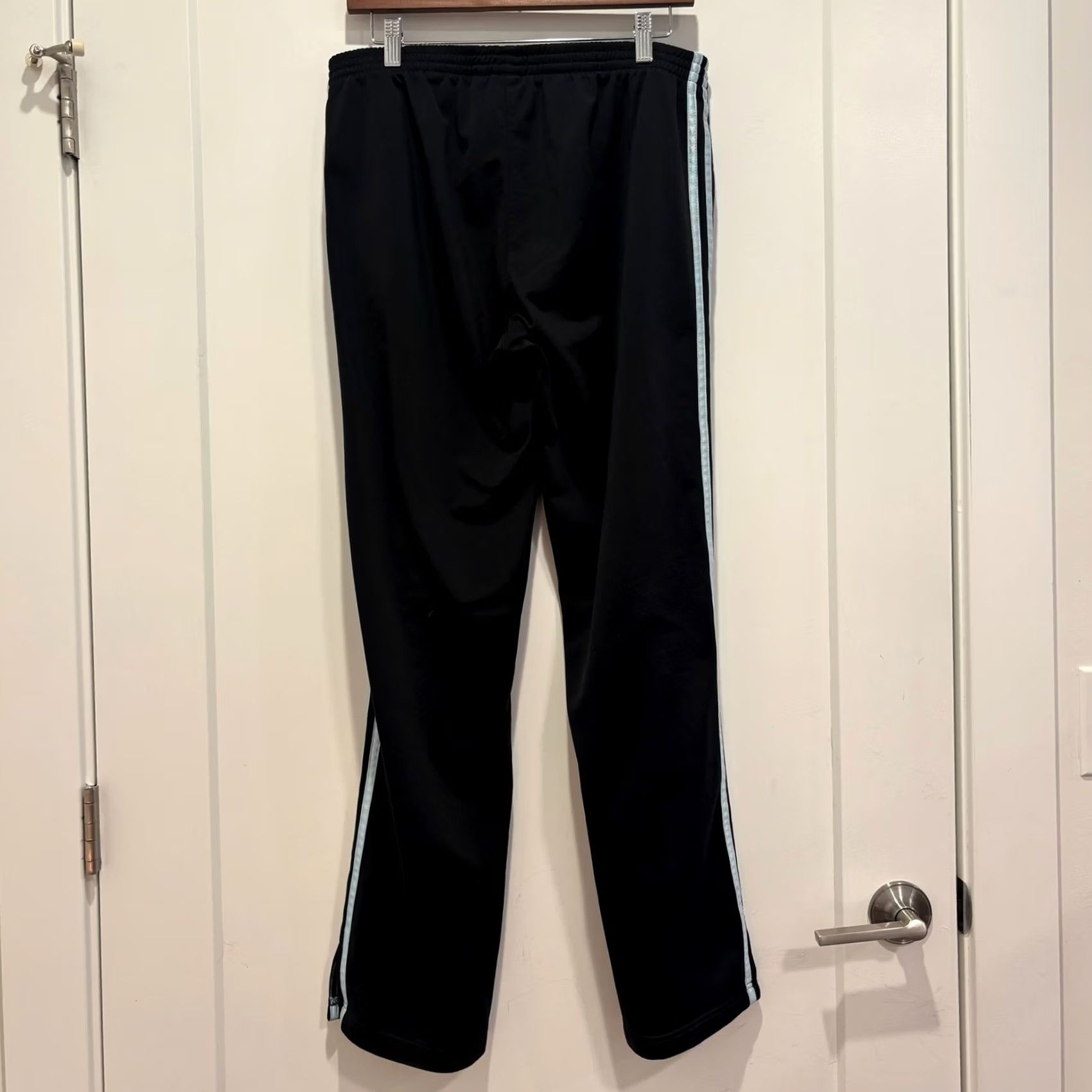Adidas Adidas Track Pants Mens Large Black Light Blue 3-Stripe Athletic Sweatpants L Size US 33 - 3 Thumbnail
