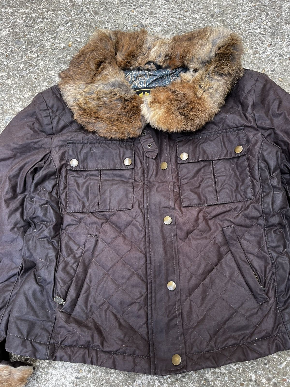 Belstaff × Vintage Belstaff Gold Label Waxed Vintage Fur Jacket Size M / US 6-8 / IT 42-44 - 3 Thumbnail