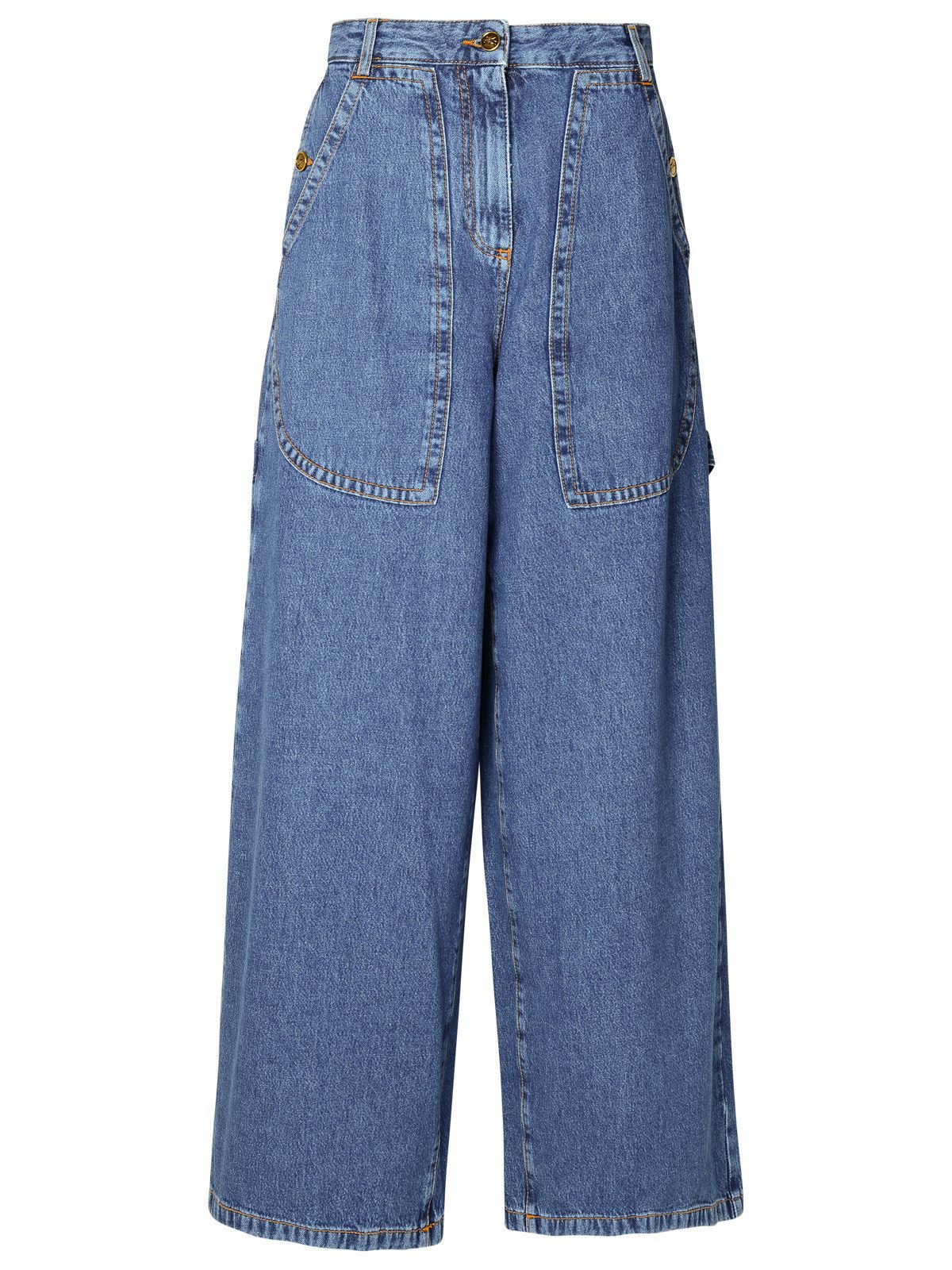 image of Etro Blue Cotton Cargo Jeans, Women's (Size 26)