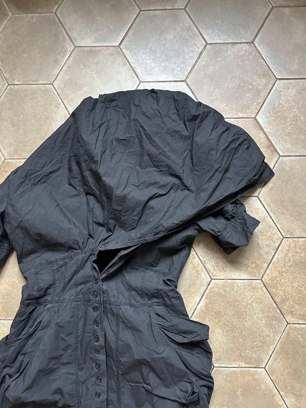 Vintage YOHJI YAMAMOTO Shirt Top Dress Button Long hood Size L / US 10 / IT 46 - 3 Thumbnail