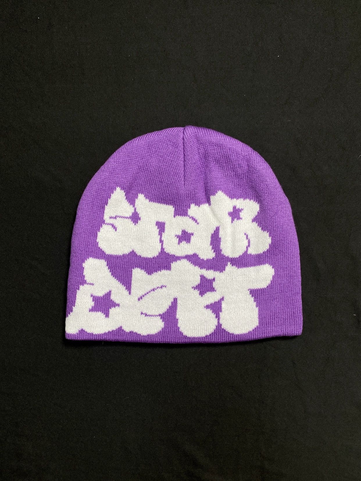 Japanese Brand Deadstock Star Dept Logo Purple No Cuff Beanie Hats OS Size ONE SIZE - 1 Thumbnail