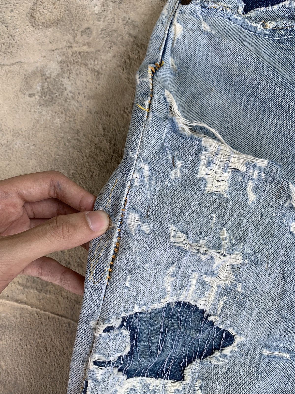 Levi's × Vintage Vintage Levis 501XX 555 Big E Selvedge Distressed Denim Size US 30 / EU 46 - 25 Thumbnail