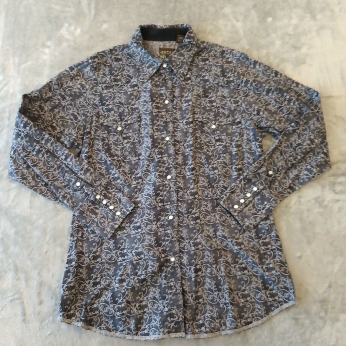 Roper Roper Shirt Womens Large Gray Floral Long Sleeve Snap Pockets Western Size L / US 10 / IT 46 - 2 Thumbnail