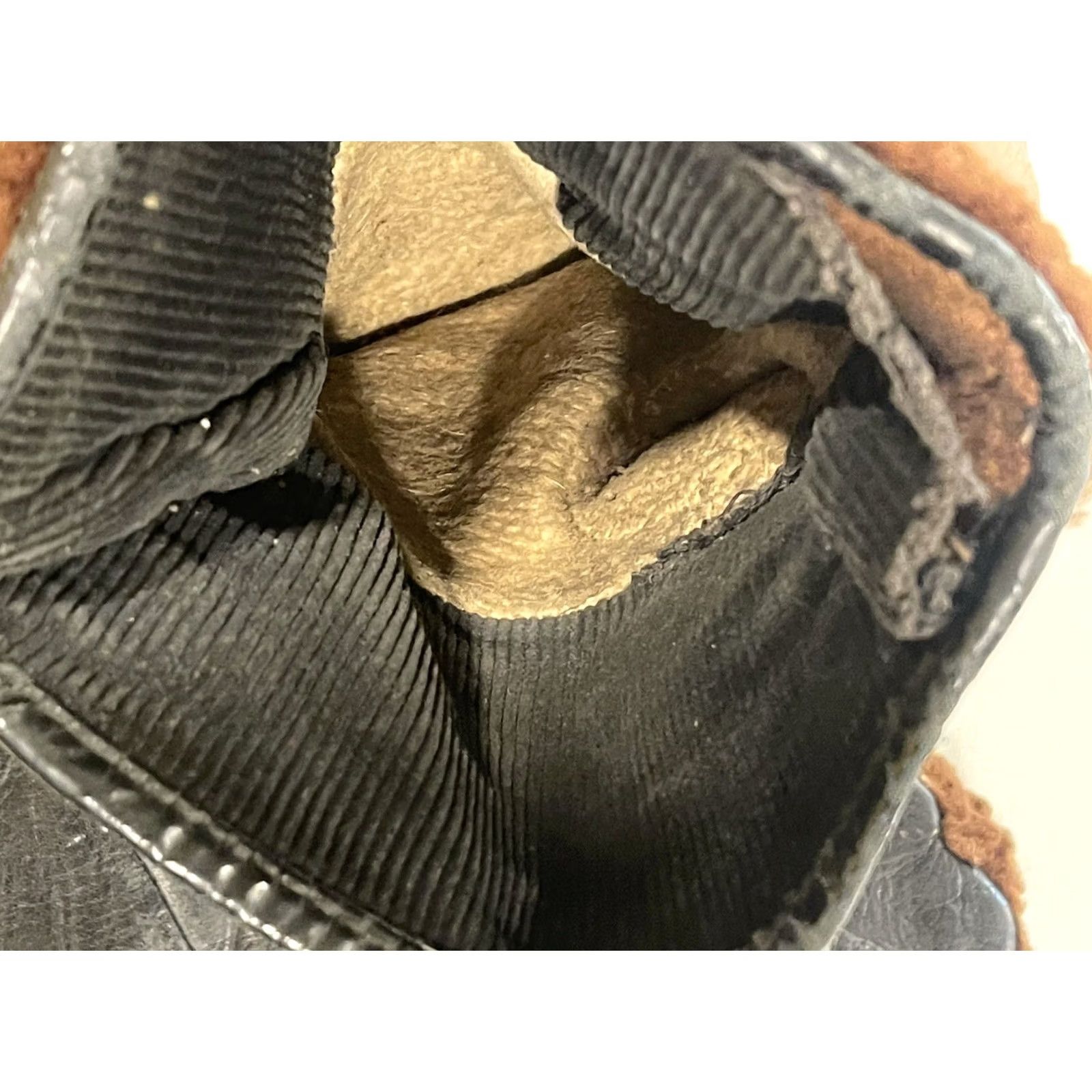 Vintage VINTAGE Black Leather Brown Fleece Mittens Winter Gloves Adult 9 3/4" Size US L / EU 52-54 / 3 - 4 Thumbnail