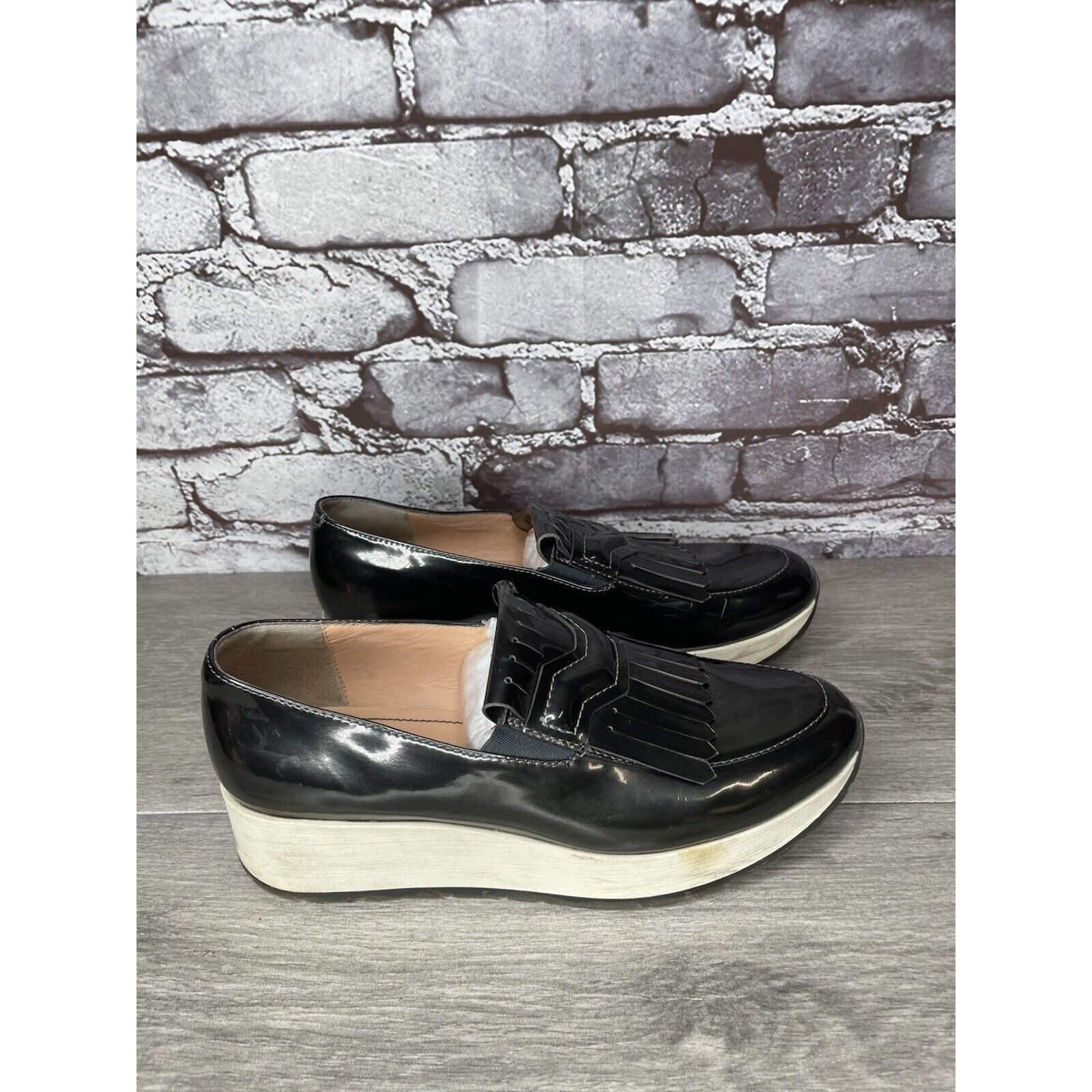Other Musette Pewter Metallic Patent Leather Kiltie Wedge Shoes Wo Size US 7 / IT 37 - 15 Thumbnail