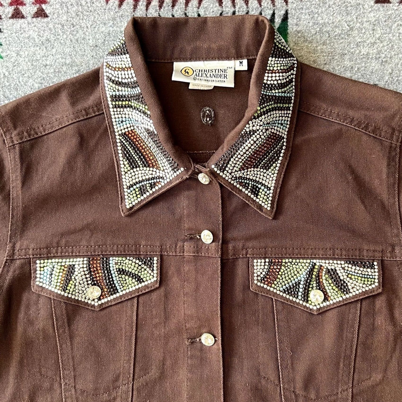 Denime Christine Alexander Denim Jacket Womens Medium Rhinestone Western D7 Size M / US 6-8 / IT 42-44 - 7 Thumbnail