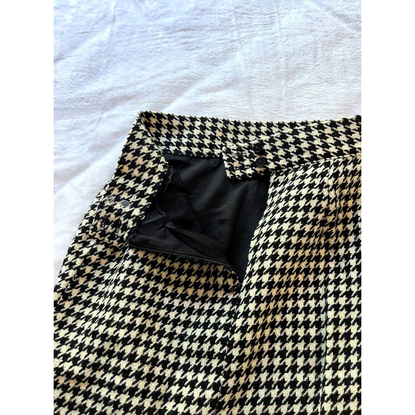 Jones New York Jones New York Womens Houndstooth Wool Pencil Skirt Size 6 Black White Career Size 28" / US 6 / IT 42 - 5 Thumbnail