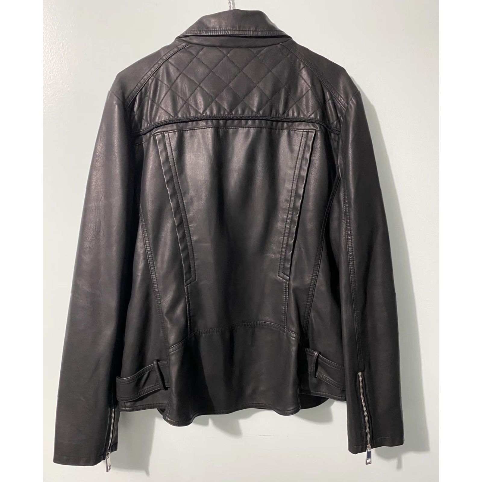 Guess Guess Jacket XL Womens Black Faux Leather Quilted Moto Biker Asymmetrical Zipper Size XL / US 12-14 / IT 48-50 - 6 Thumbnail