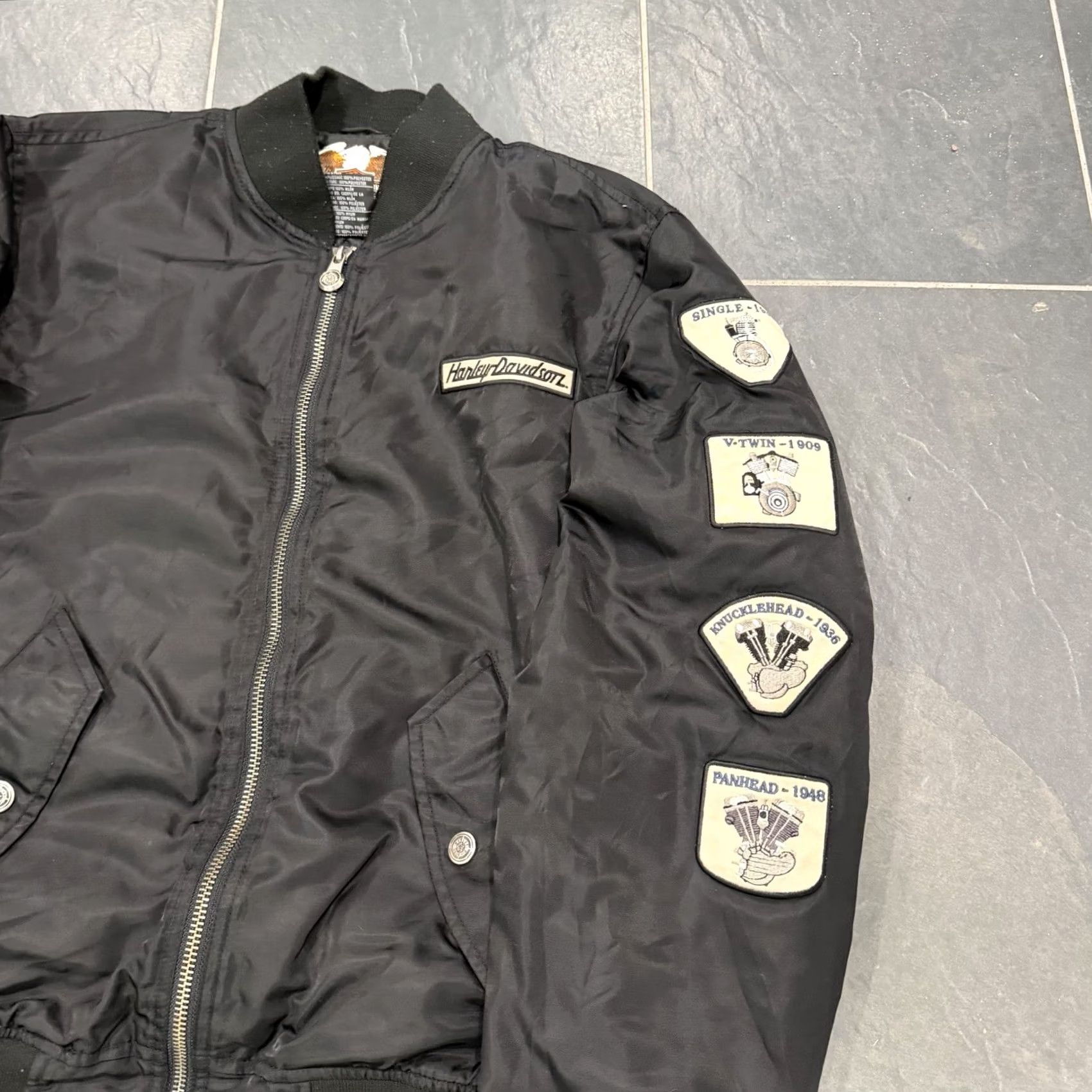 Harley Davidson VTG Harley-Davidson Jacket Windbreaker Bomber Patch Small Hole Men's S Black Size US S / EU 44-46 / 1 - 5 Thumbnail