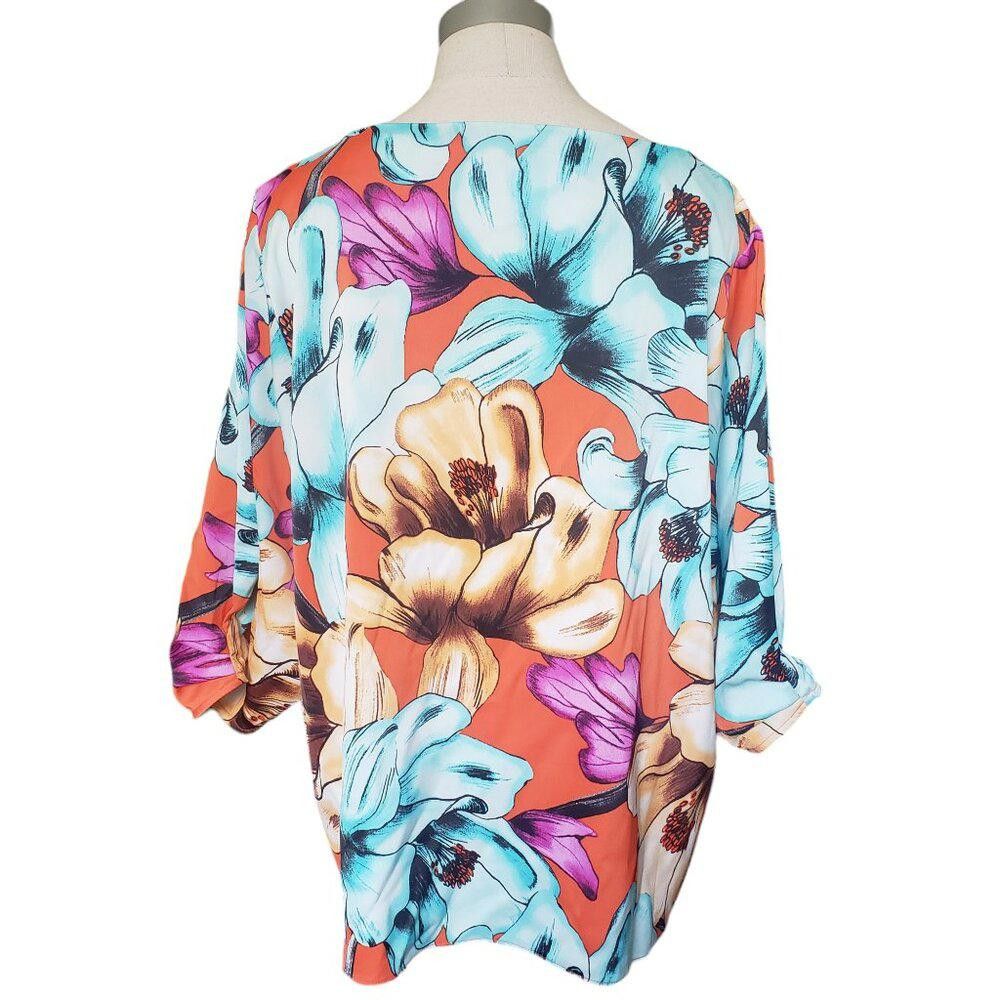 Chicos CT1134 Chico's Tropical 3/4 Sleeve Orange Tunic XL Size XL / US 12-14 / IT 48-50 - 5 Thumbnail