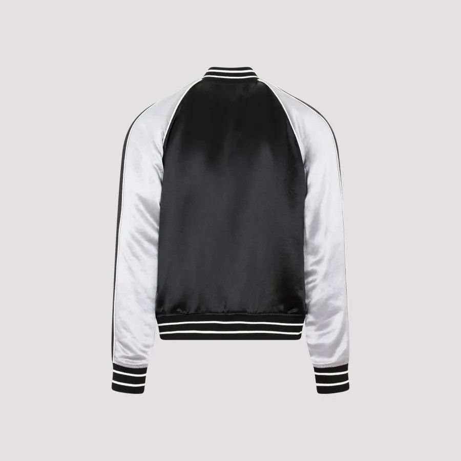 Amiri o1y0525 Logo Bomber Jacket in Black/Silver Size US M / EU 48-50 / 2 - 4 Thumbnail
