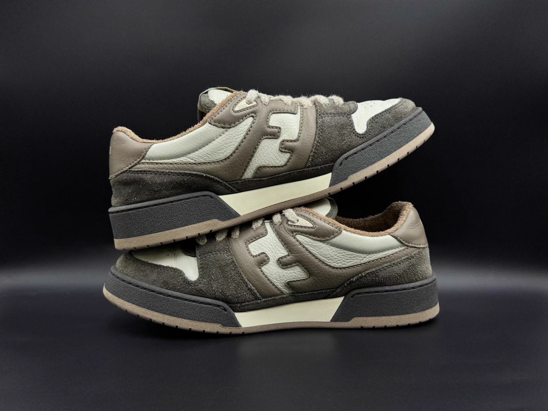 Fendi FENDI men's low-top lace-up gray white sneakers Size US 8 / EU 41 - 4 Thumbnail