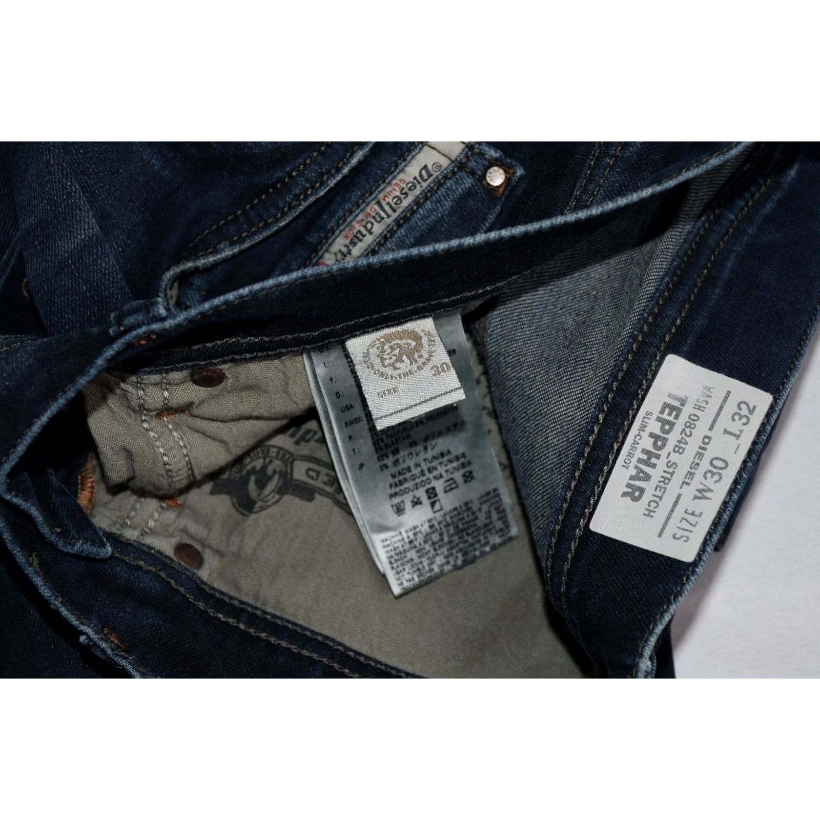 Diesel Diesel Tepphar Slim Carrot Jeans W30/L32 Blue Distressed Stretch 92% Cotton 2% Elastane Denim Men Jeans Regular 30xs Size US 30 / EU 46 - 5 Thumbnail