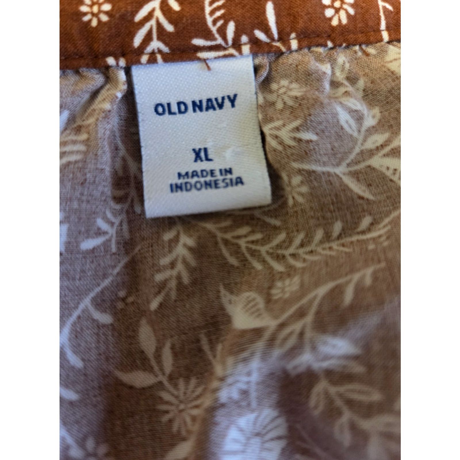 Old Navy Old Navy Orange Floral Print Top Shirt XL Boho Shirt Woman's Series Size XL / US 12-14 / IT 48-50 - 6 Thumbnail