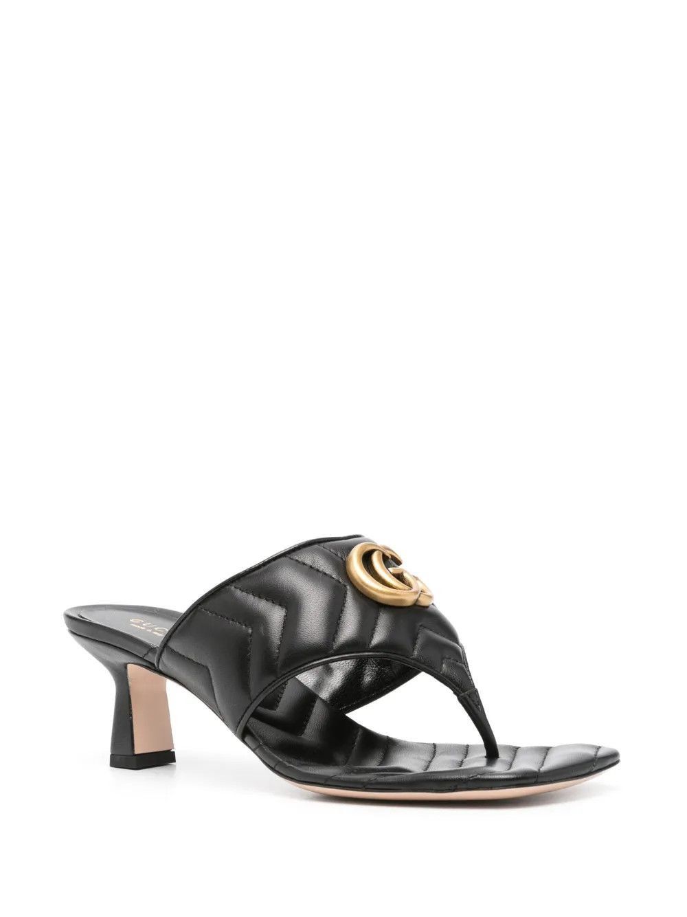 Gucci double G leather thong sandal black Size US 7 / IT 37 - 1 Thumbnail