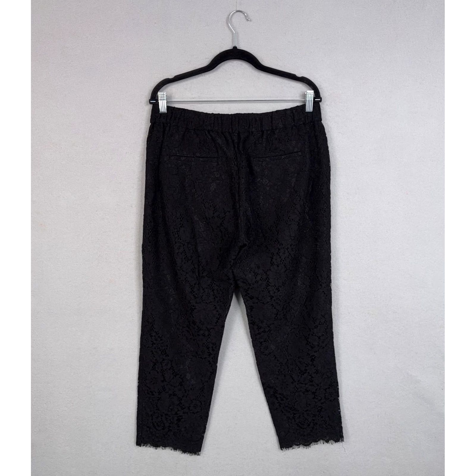 J.Crew J.CREW Pants Women's 10 Black Lace Tapered Pull On Lined Dressy Party Cropped Mockup Size 32" / US 10 / IT 46 - 6 Thumbnail
