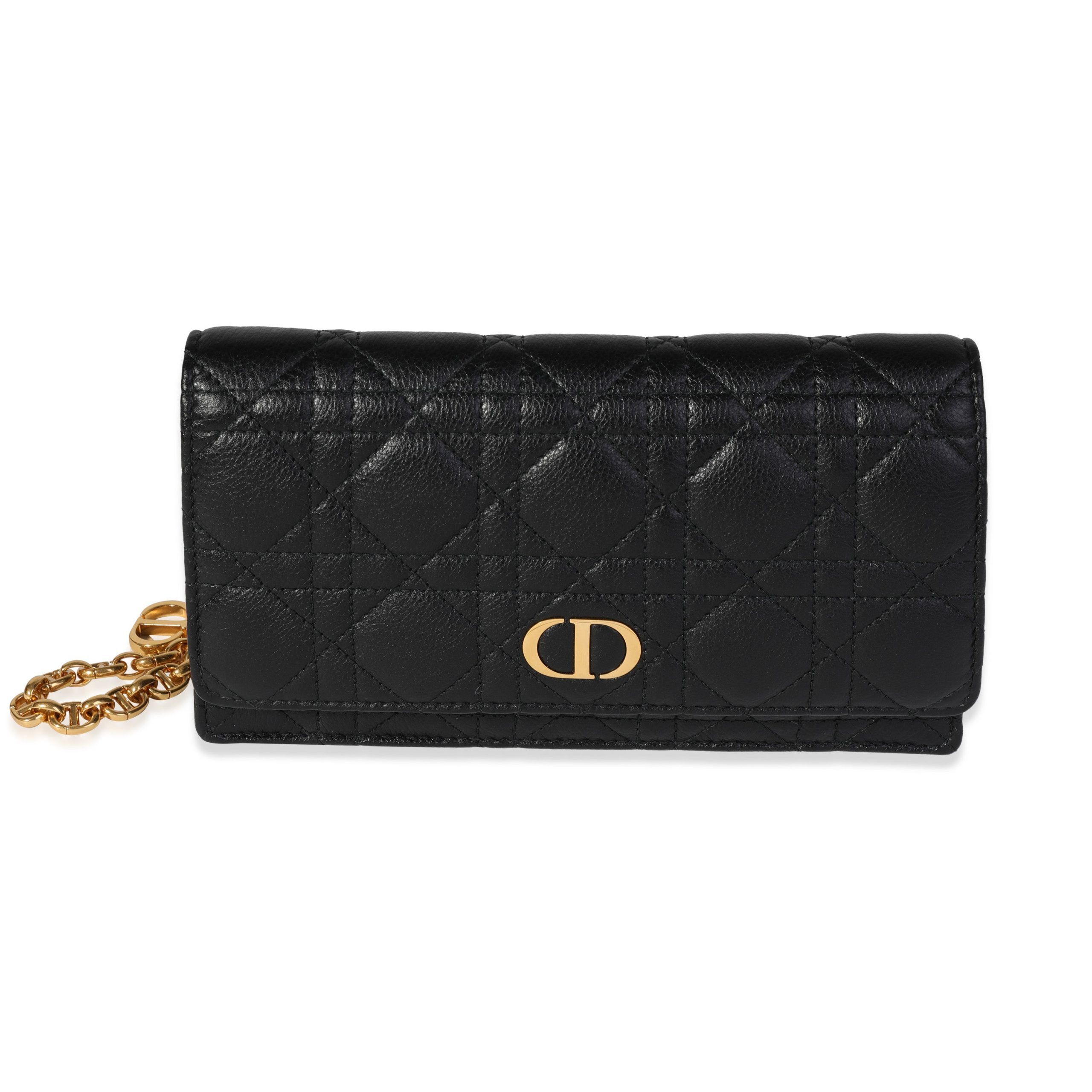 image of Dior Black Supple Calfskin Caro Belt Pouch With Chain, Women's