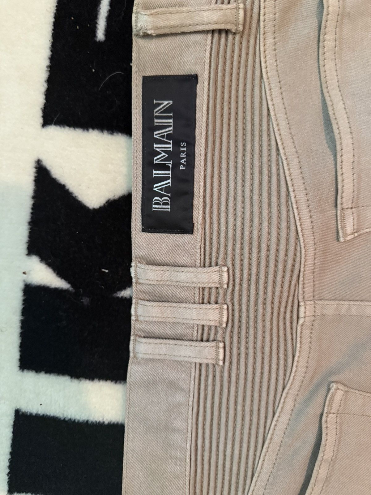 Balmain Balmain Paris Beige Biker Jeans – Moto Zip Denim Size US 28 / EU 44 - 9 Thumbnail