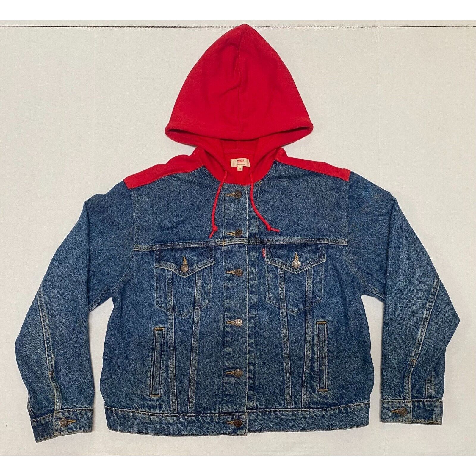 Levi's Levi's Denim Jacket Red Sweatshirt Back Hoodie Womens XL Size XL / US 12-14 / IT 48-50 - 1 Thumbnail