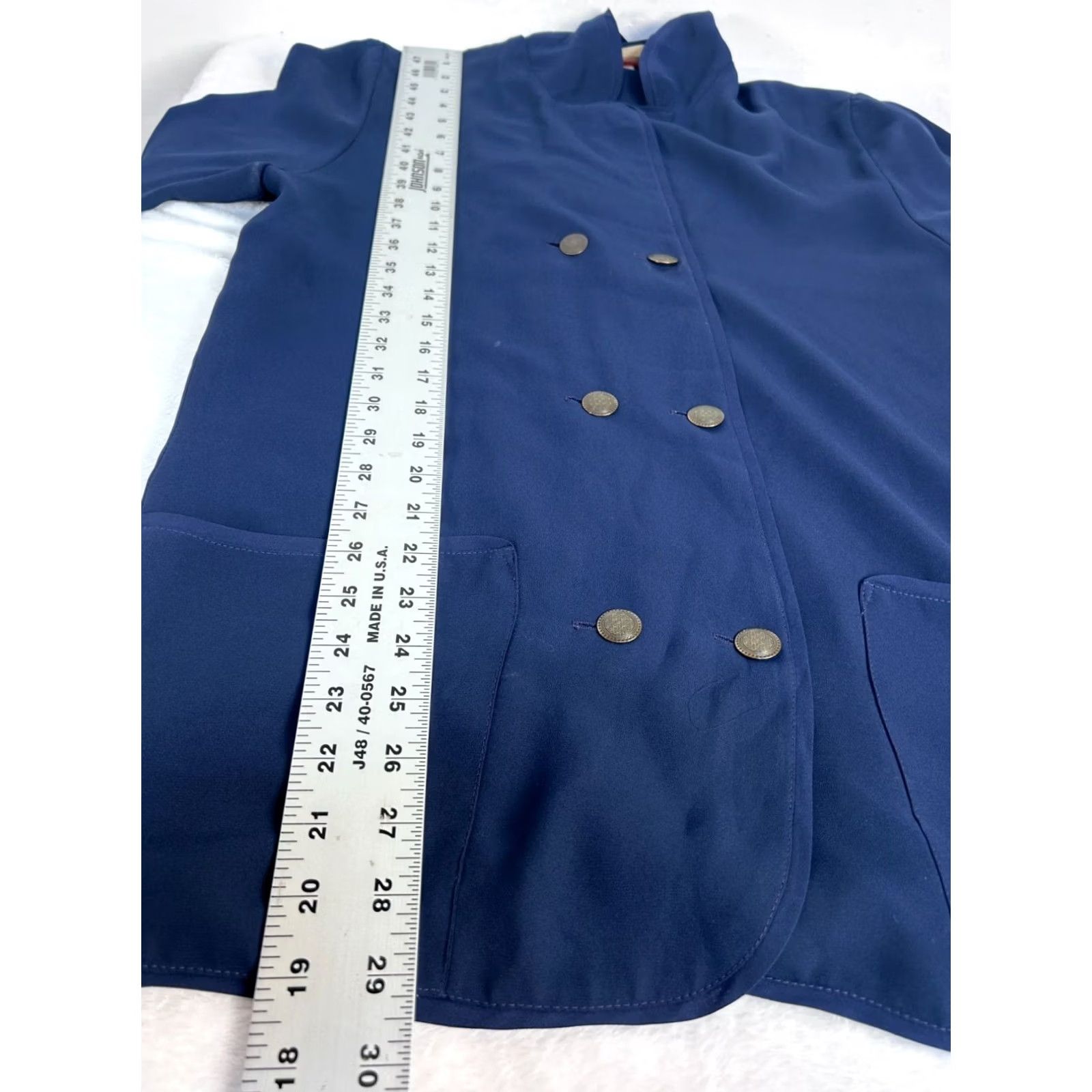 Doublet VTG Modasport Beverly Hills Antony Moorcroft Blue Double Breasted Blazer Small Women Short Sleeve Notch Lapel Vintage Blazer Size S / US 4 / IT 40 - 7 Thumbnail
