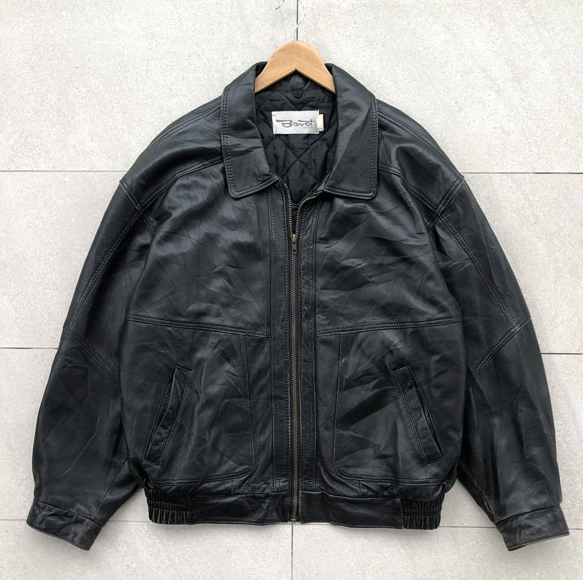 Vintage Vintage BOVET Leather Black Bomber Jacket Made In Canada 🇨🇦 Size US XL / EU 56 / 4 - 6 Thumbnail