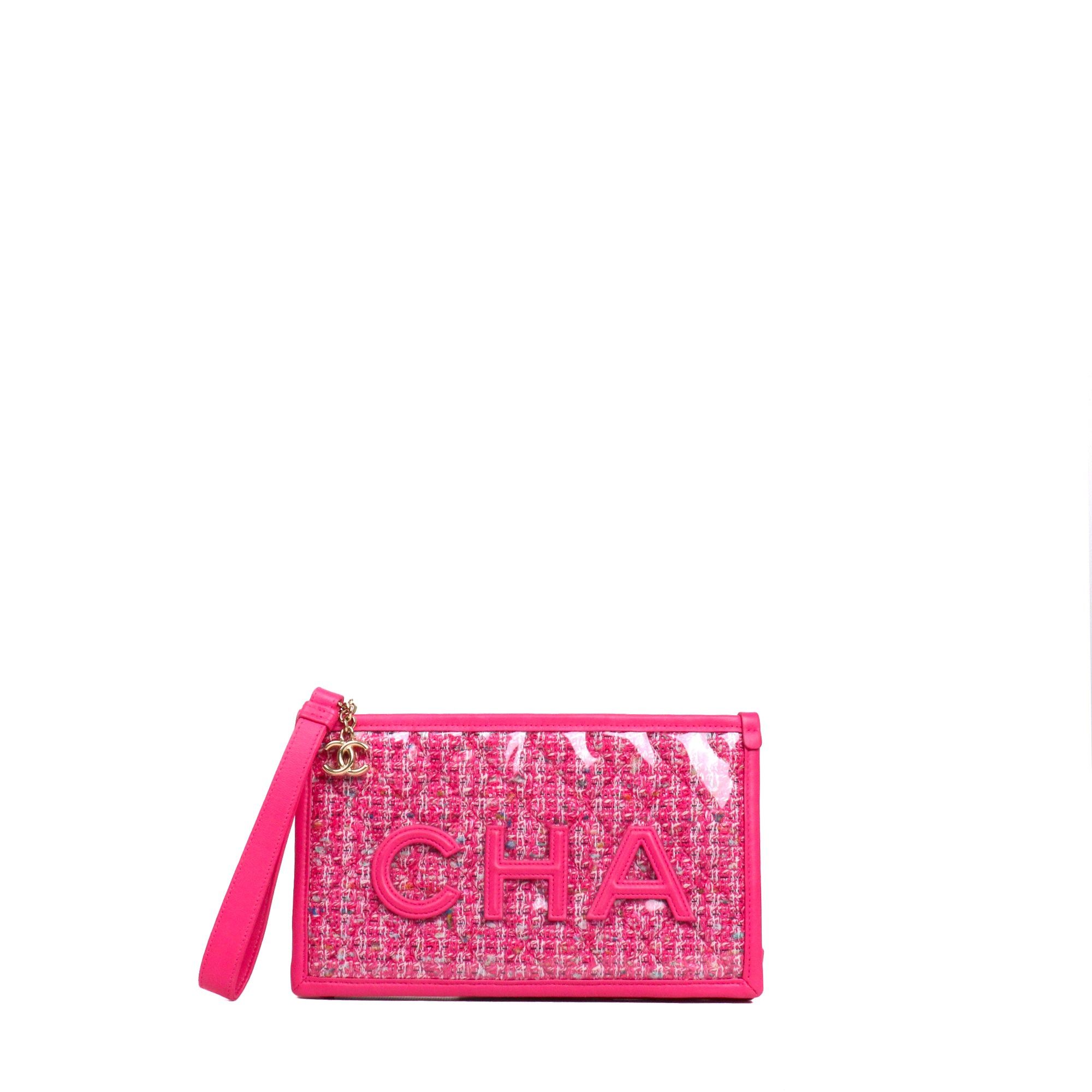 Chanel CHANEL - Chanel CHA NEL clutch in PVC and pink tweed Size ONE SIZE - 1 Thumbnail