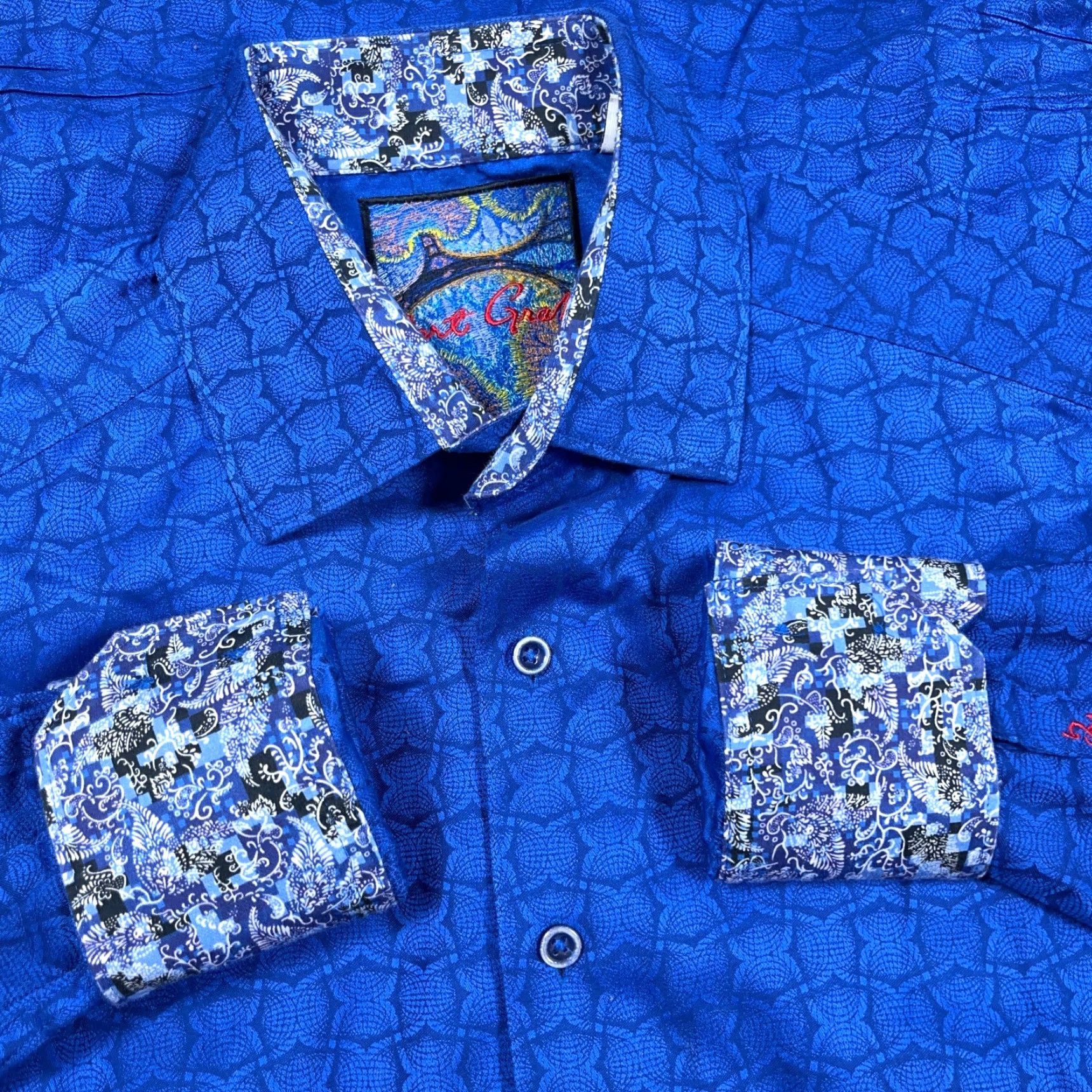 Robert Graham Robert Graham Shirt Men Small Blue Button Up Geometric Classic Fit Size US S / EU 44-46 / 1 - 2 Thumbnail