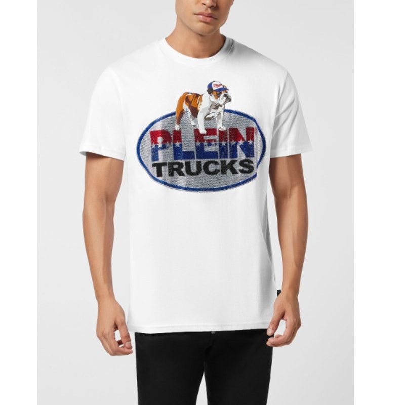 Philipp Plein Philipp Plein White Bulldog Crystal Round Neck T-Shirt 3XL Size US XXL / EU 58 / 5 - 1 Thumbnail