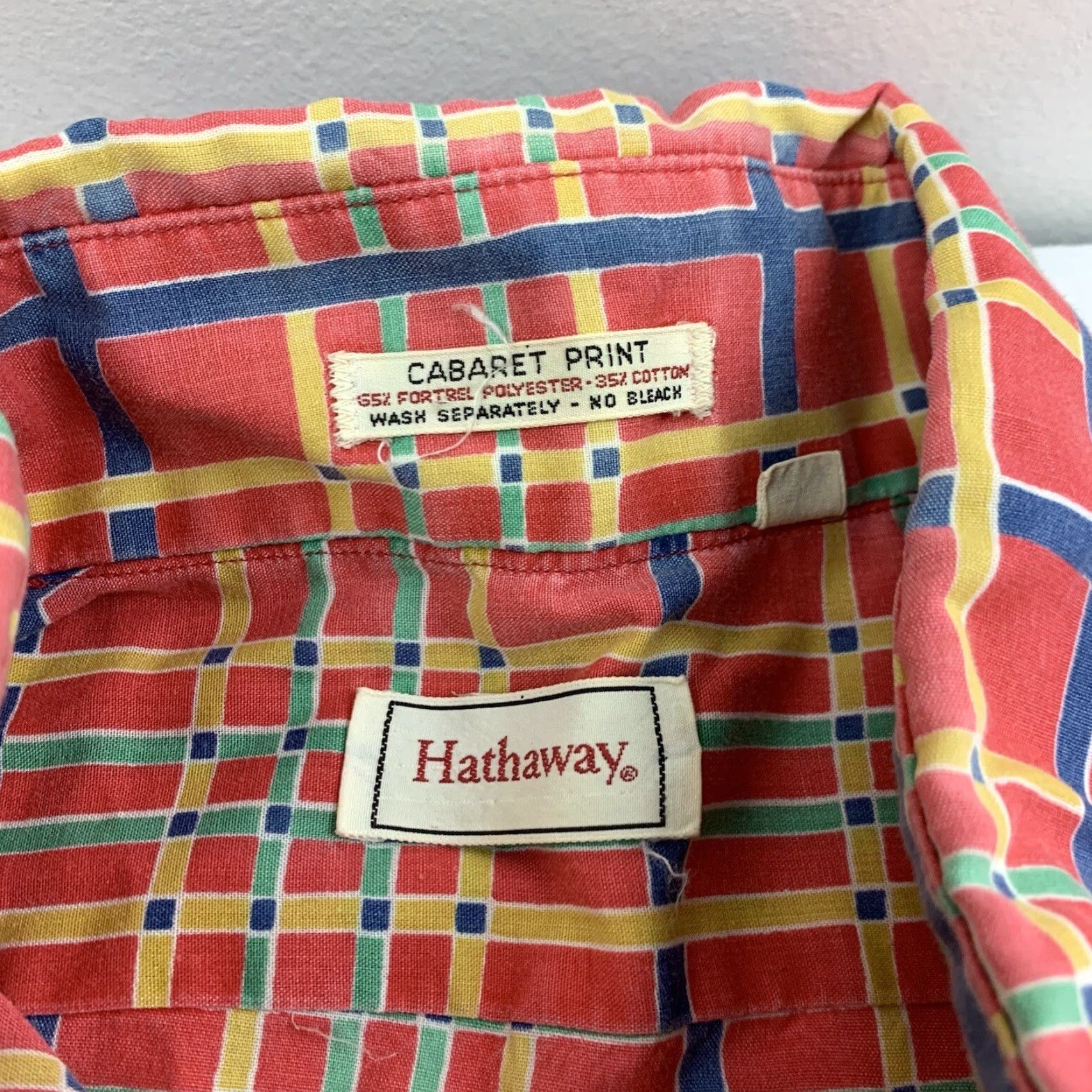 Vintage VINTAGE Hathaway Button-Up Shirt Men Large Orange Plaid 70s Formal Collar 80s Classic Mens Regular Size L Size 42R - 5 Thumbnail
