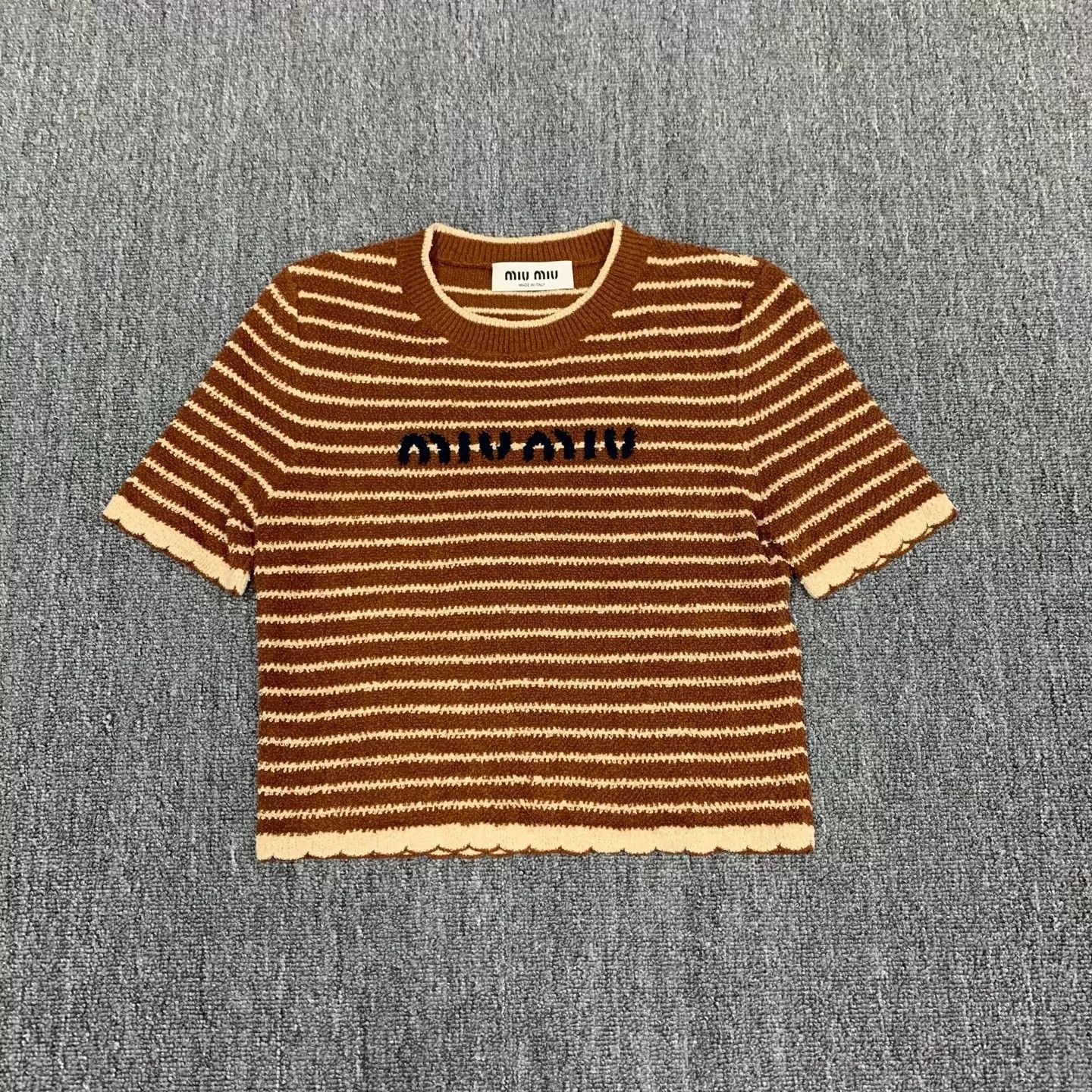 Miu Miu MIU MIU Brown Towel Stripe Knit SS 38 Size XS / US 0-2 / IT 36-38 - 1 Thumbnail