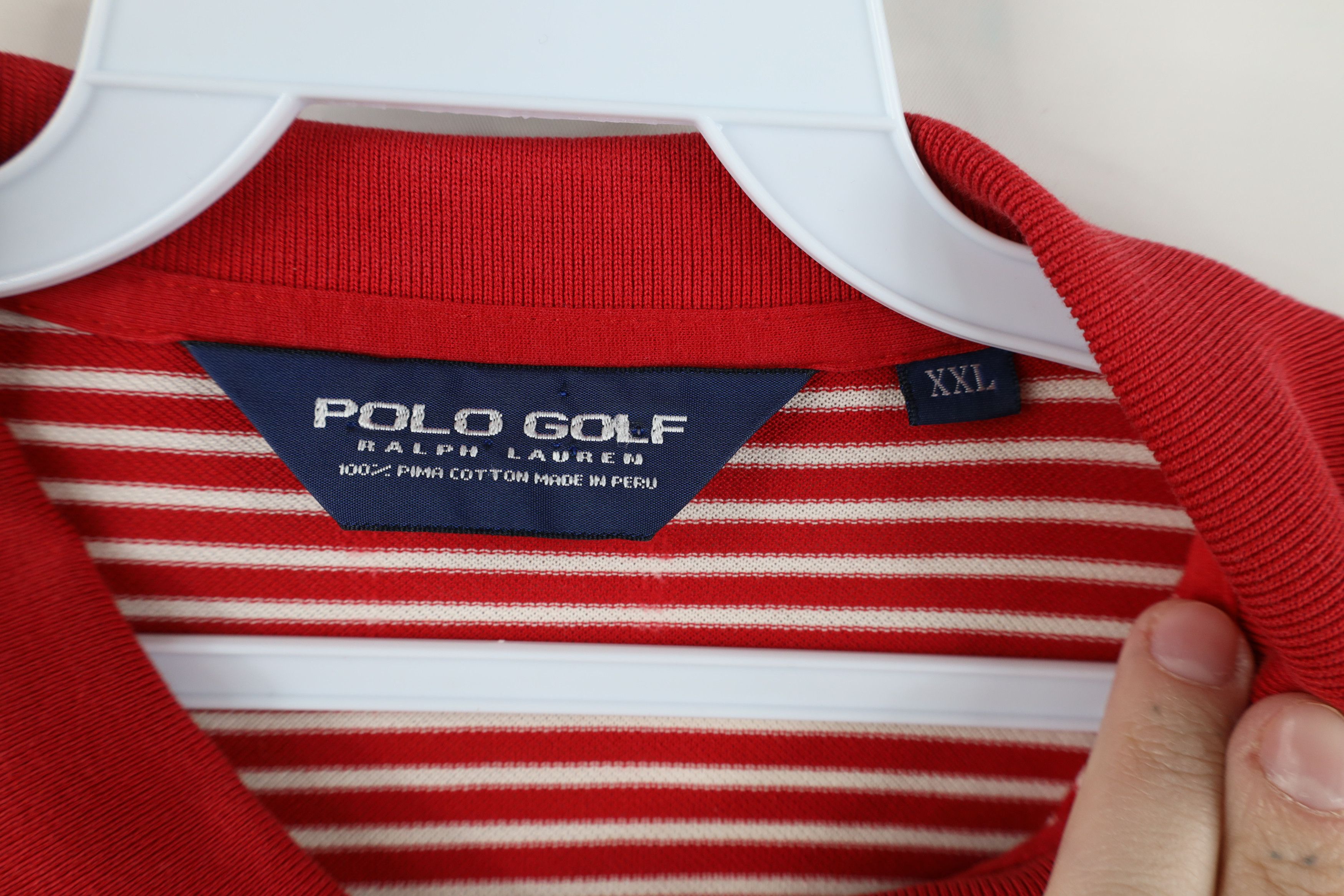Ralph Lauren × Vintage Vintage Polo Golf Ralph Lauren Cane Striped Knit Polo Shirt Size US XXL / EU 58 / 5 - 6 Thumbnail
